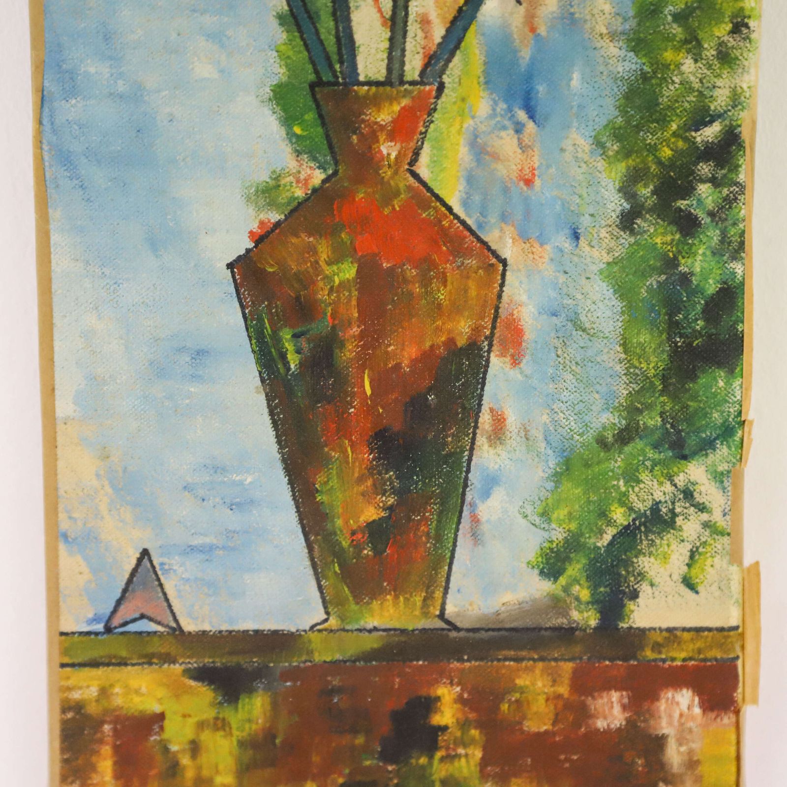 Mid‑Century Abstract Still Life On Canvas   Signed Brian Davie, C.1950s 60s photo 155.0