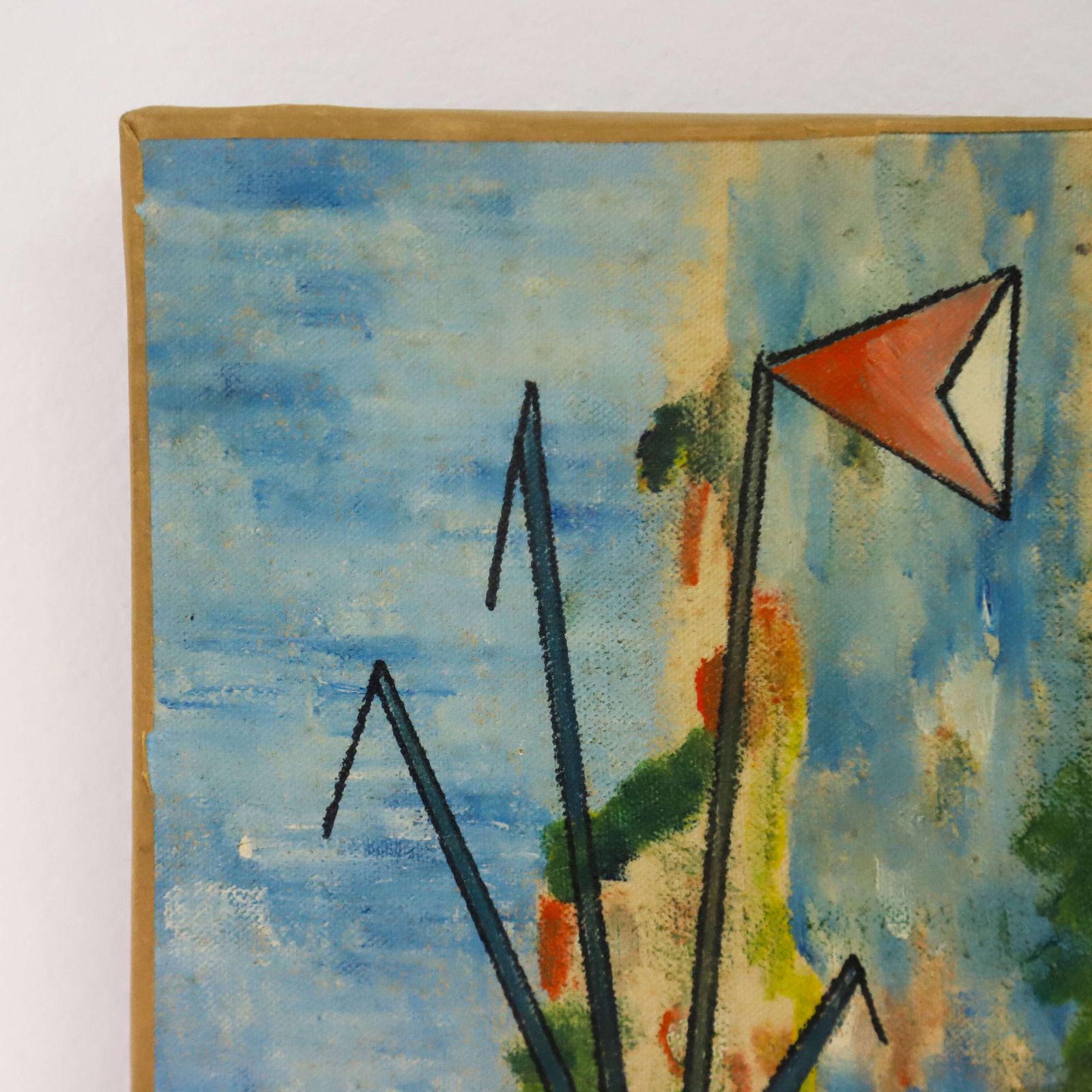 Mid‑Century Abstract Still Life On Canvas   Signed Brian Davie, C.1950s 60s photo vinterior