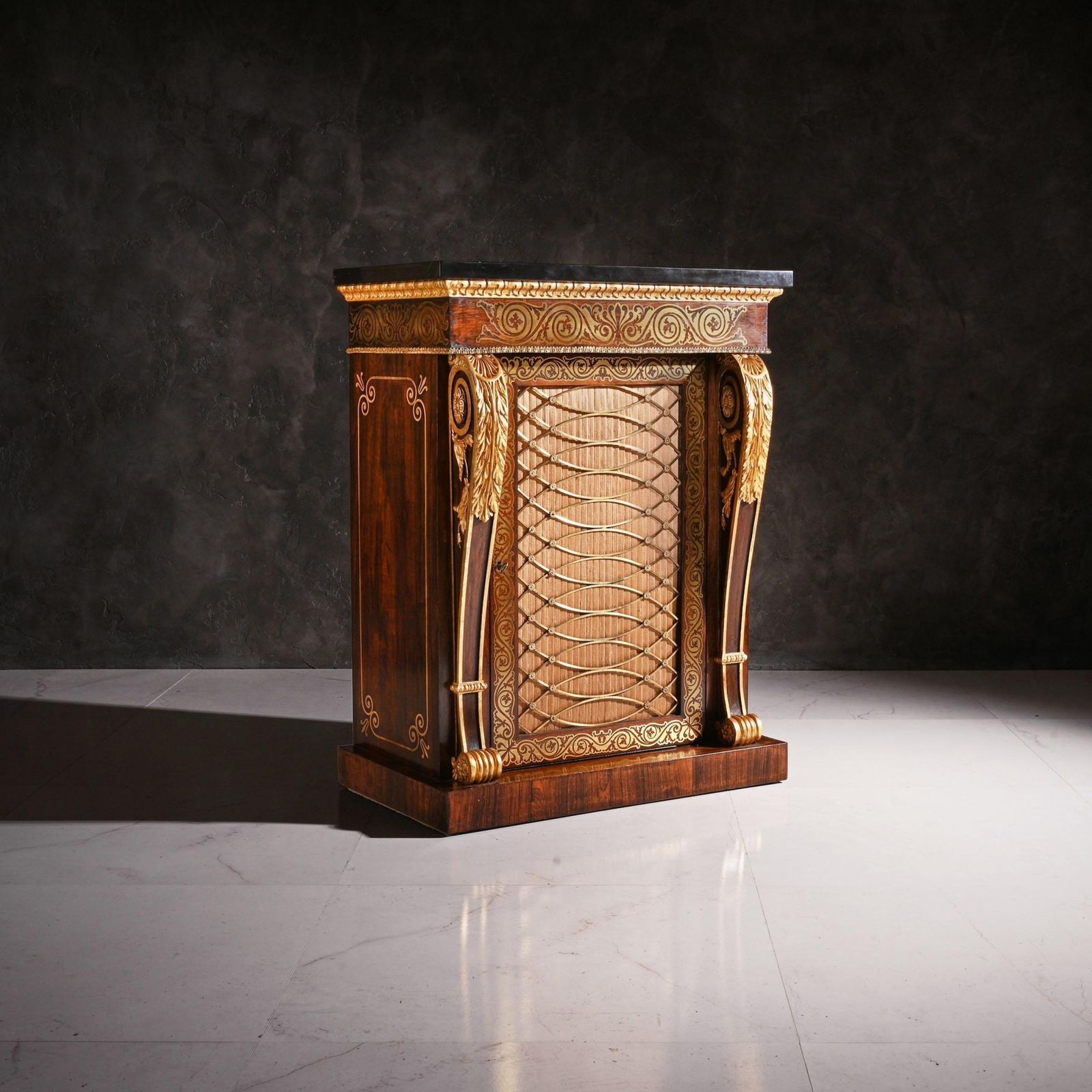Fine Pair Of Regency Brass Inlaid Side Cabinets Attributed To Louis Constantin Le Gaigneur photo Furniture