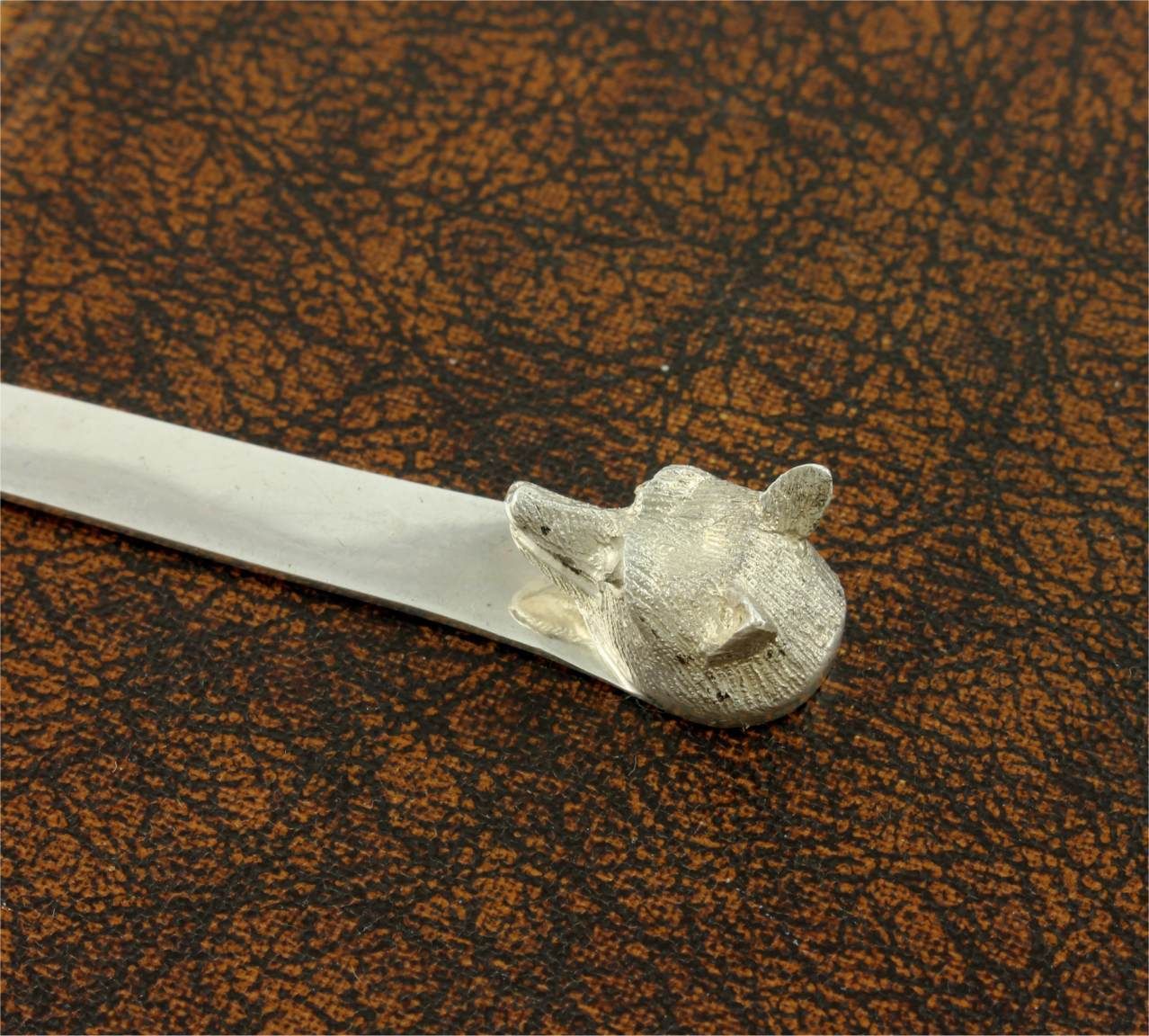 photo for sale Antique Asprey Fox Head Silver Letter Opener. Paper Knife. Page Turner.