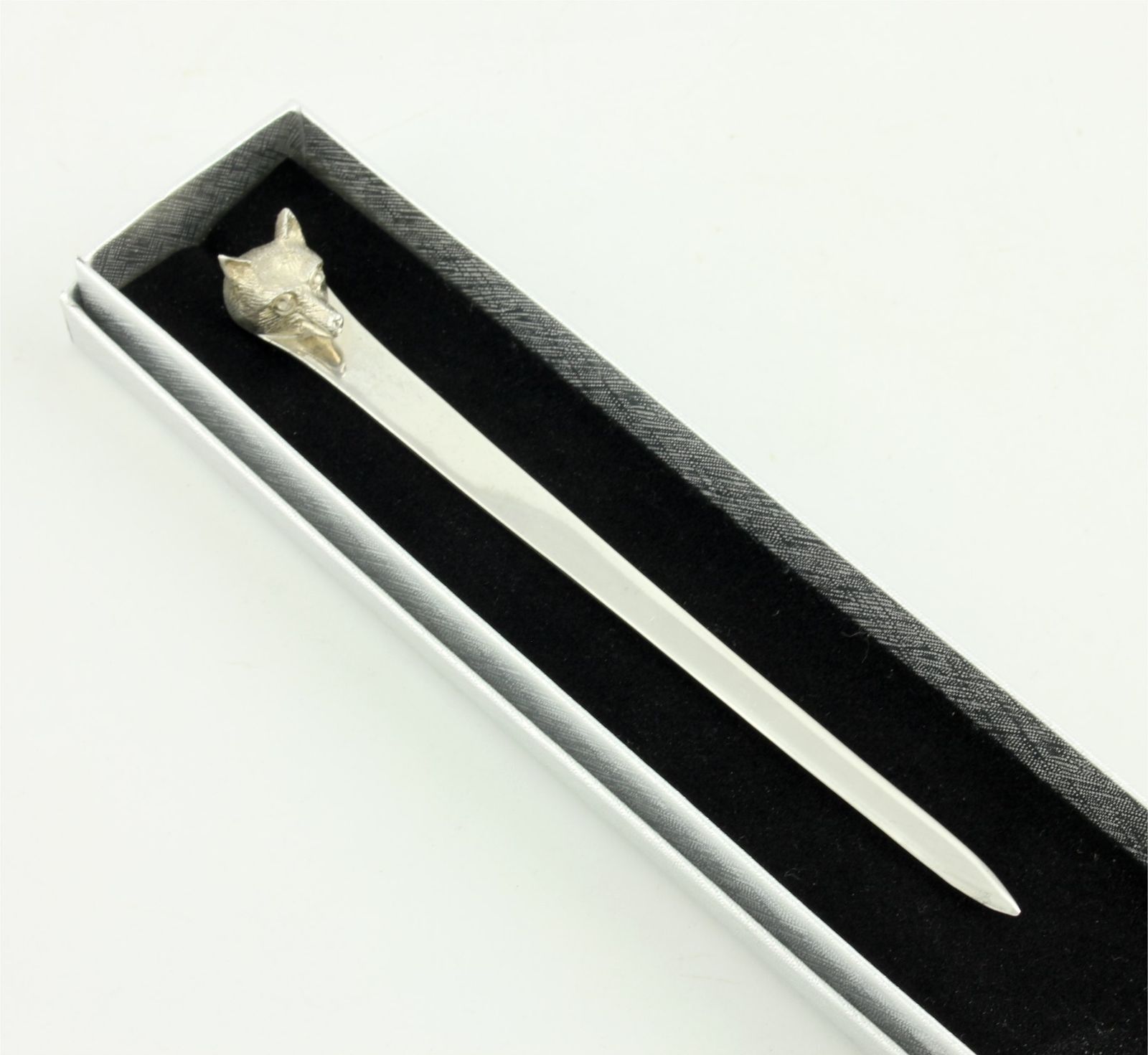 photo buy Antique Asprey Fox Head Silver Letter Opener. Paper Knife. Page Turner.