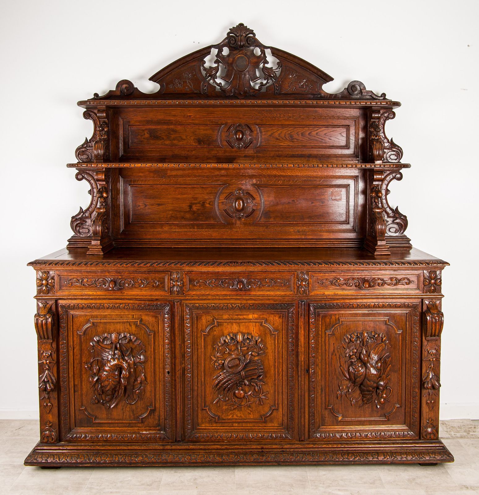 Antique French Oak Sideboard Buffet Circa 1880 Hand Carved 19th Century photo furniture