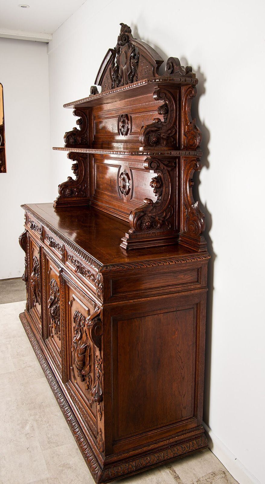 Antique French Oak Sideboard Buffet Circa 1880 Hand Carved 19th Century photo 1450.0