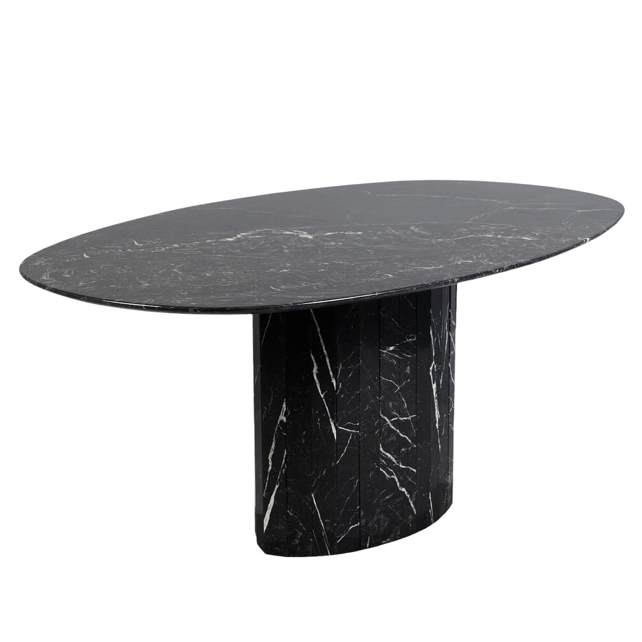 Italian Black Marble Dining Suite With Leather Cantilever Bauhaus Chairs photo 2450.0