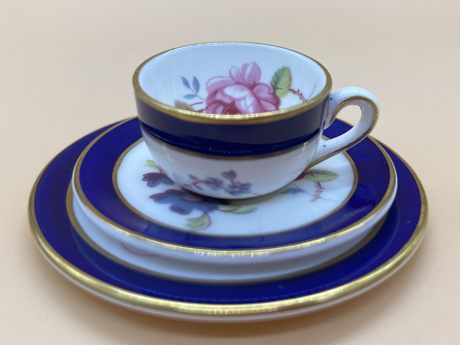 photo for sale Coalport China Titania Miniature Display Tea Set. Teapot, Creamer, Sugar, Tea Cup, Saucer & Side Plate Trio.