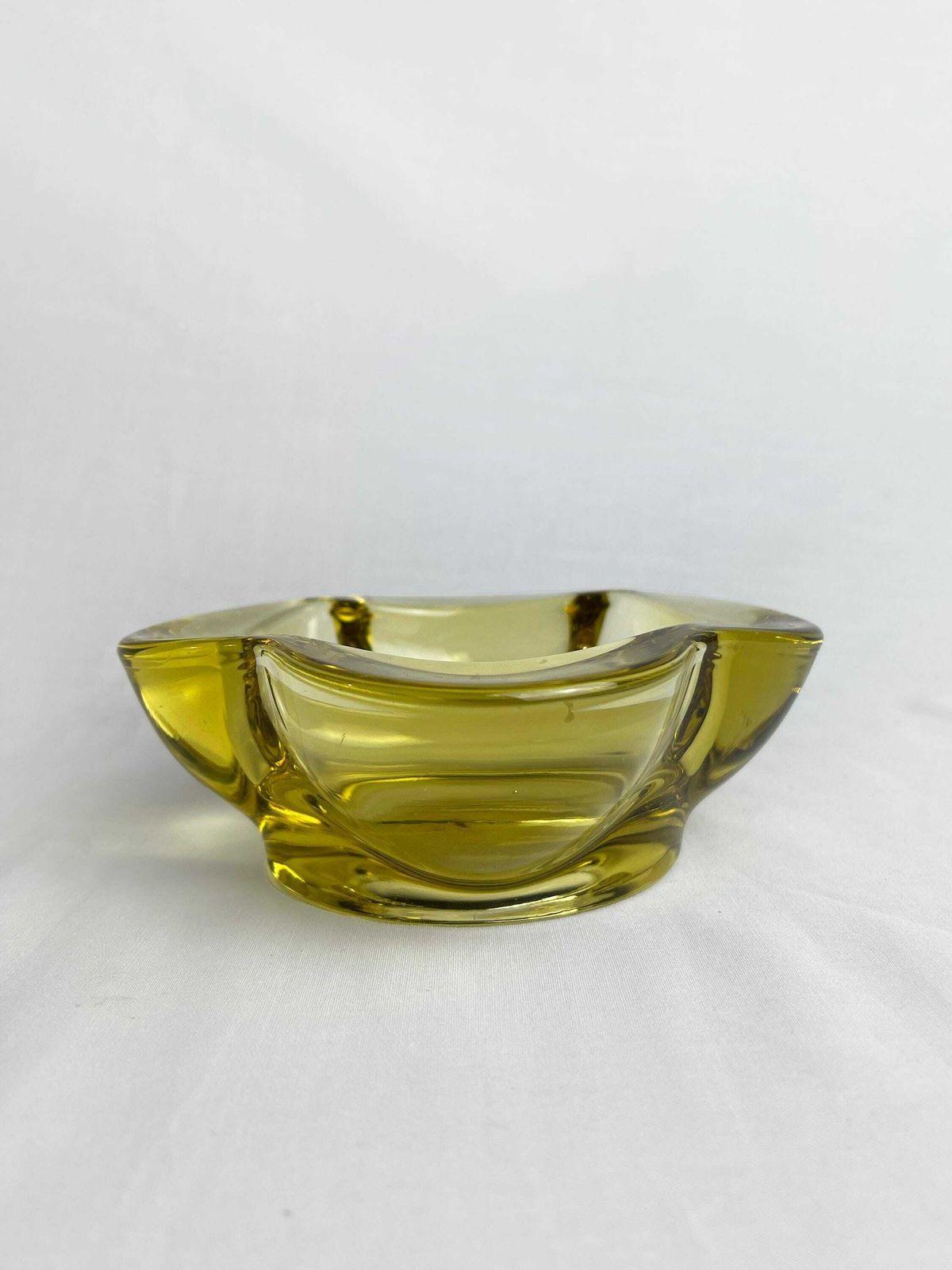 Vintage Art Glass 1960s R Jurnikl Rosice Sklo Yellow Bowl Pattern 1175 Bohemian, Retro Art Glass Bowl, Czech Vintage Glass, Bright Yellow photo for sale