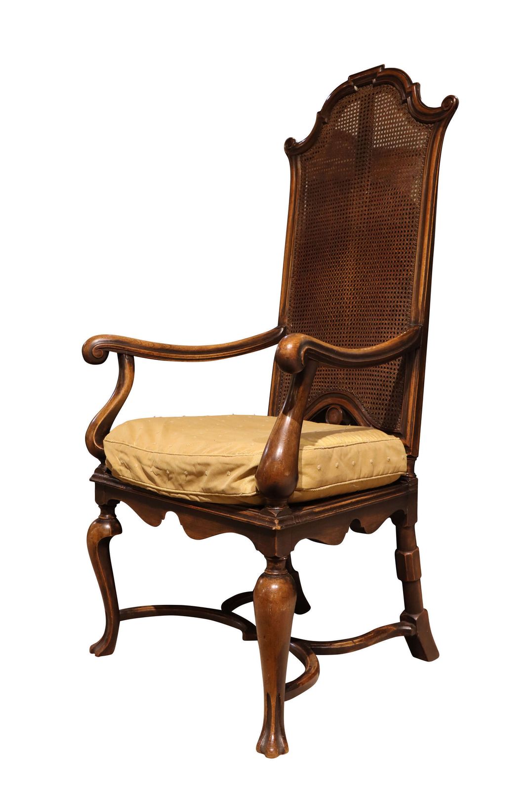Fine Pair Of William & Mary Style Walnut High Back Caned Armchairs, C.1900 photo vinterior
