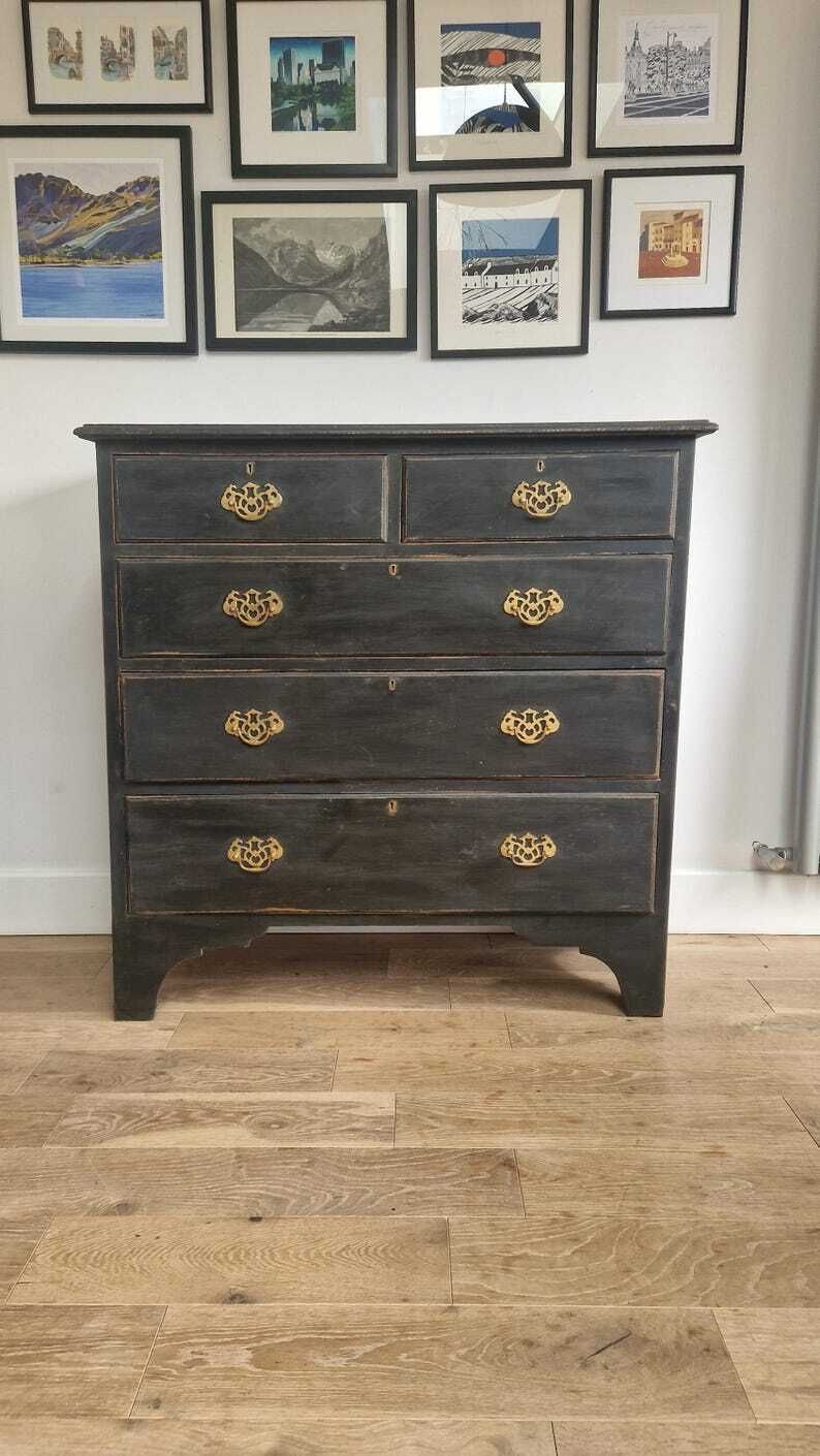 Antique/Vintage Chest Of Drawers Painted In Black