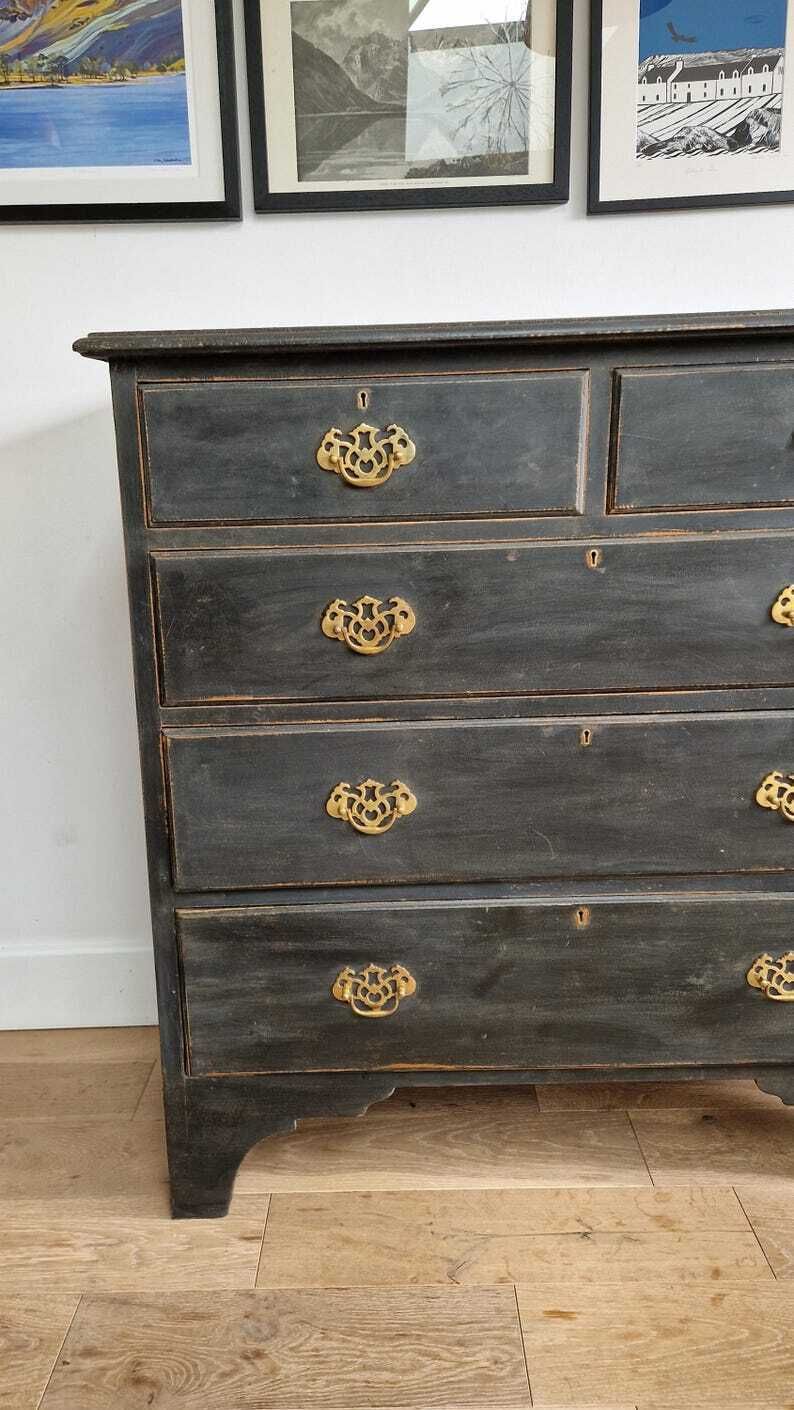 Antique/Vintage Chest Of Drawers Painted In Black photo Furniture