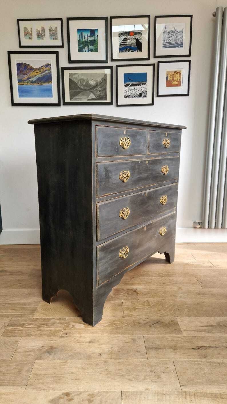 Antique/Vintage Chest Of Drawers Painted In Black photo vinterior