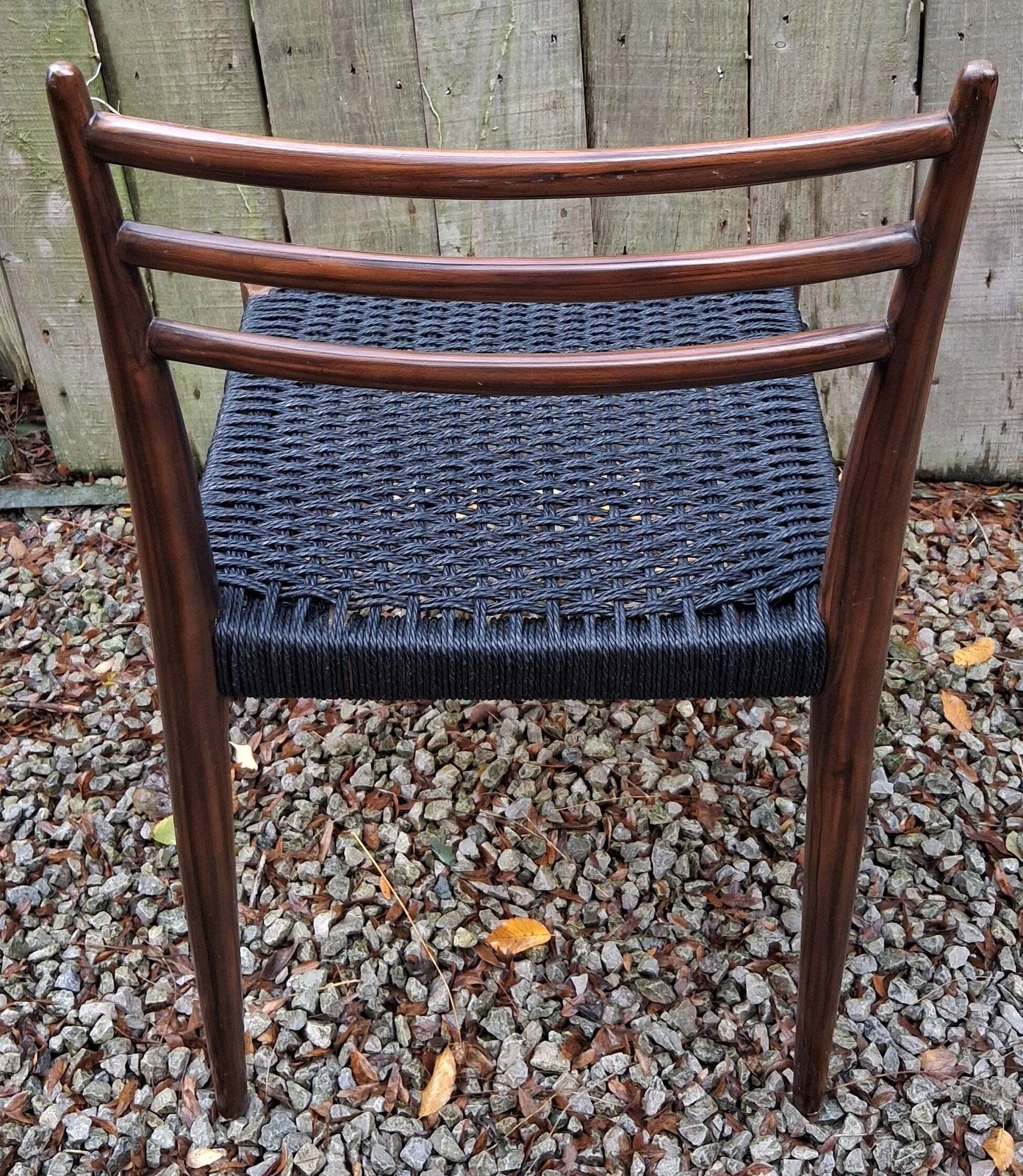 Mcm Ladder Back Danish Papercord Statement/Desk Chair Walnut Effect photo vintage