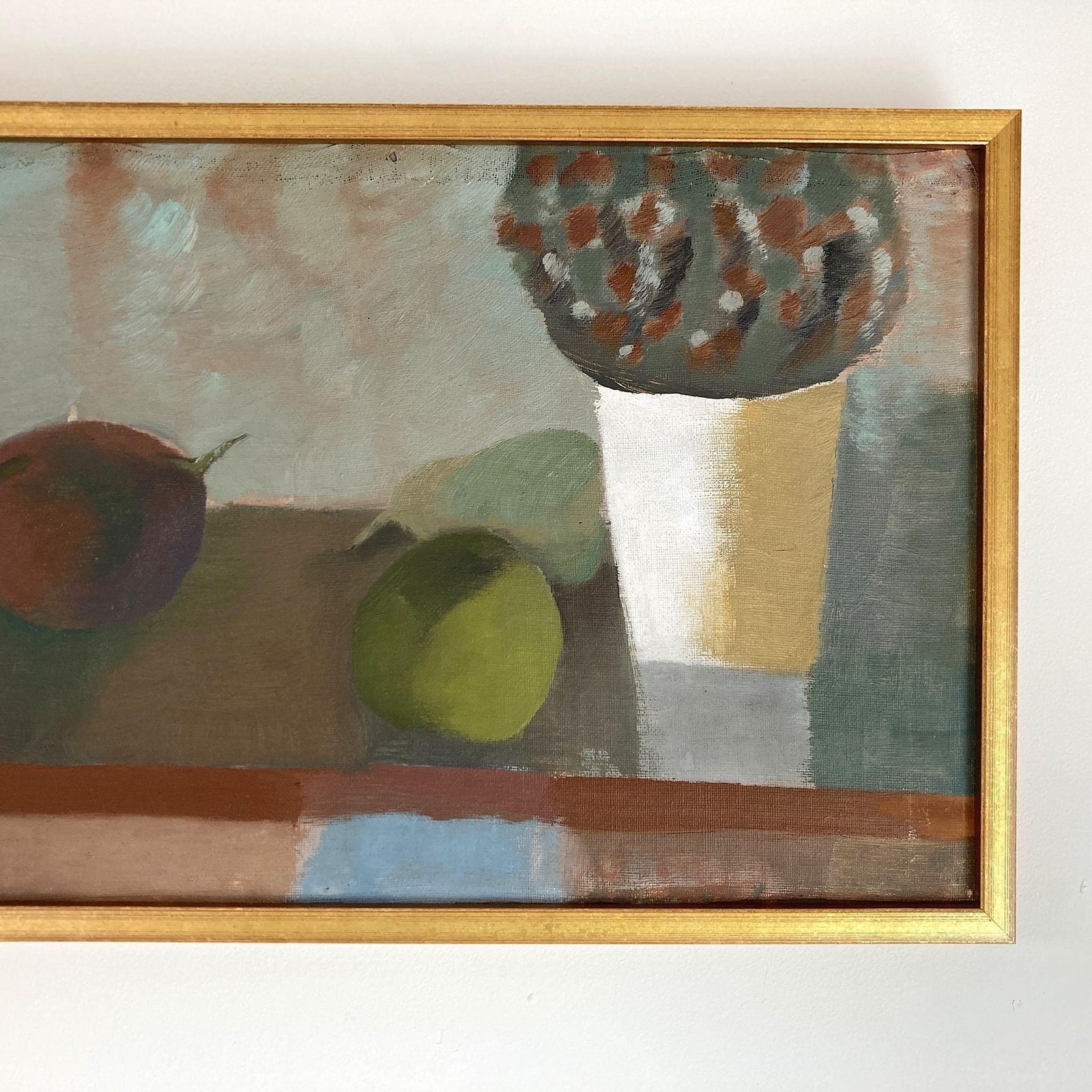 Still Life Of Pears   Vintage Mid Century Modern Scandinavian Original Oil Painting photo 485.0