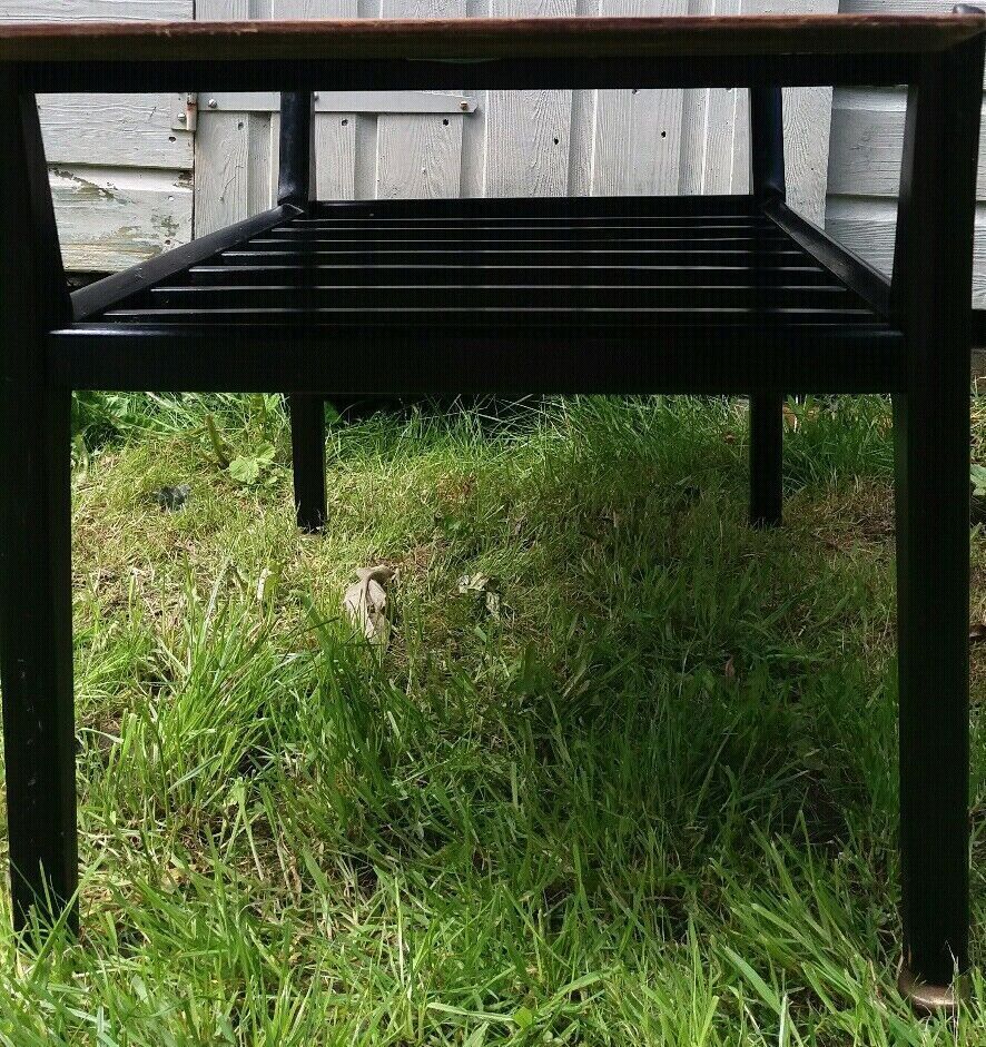 Mcm Nathan Ebonised Leg Tola Coffee Table With Magazine Rack photo Furniture