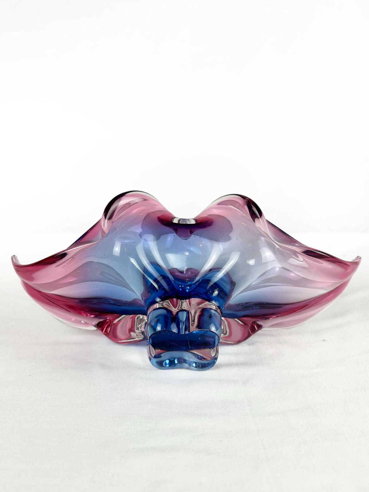 Mid Century Sommerso Art Glass Bowl: Blue Pink Chribska Jozef Hospodka photo vinterior