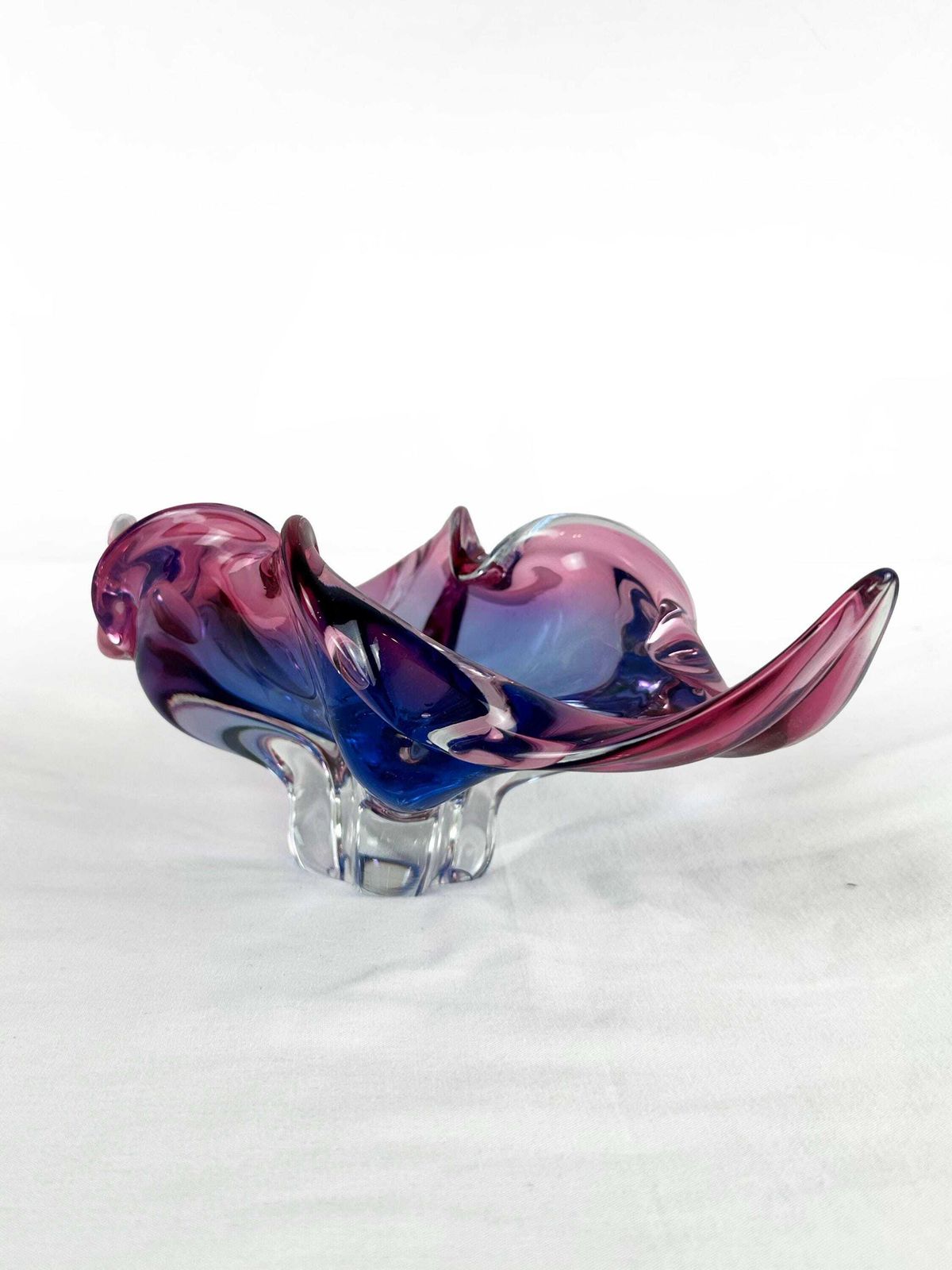 136.0 Mid Century Sommerso Art Glass Bowl: Blue Pink Chribska Jozef Hospodka photo