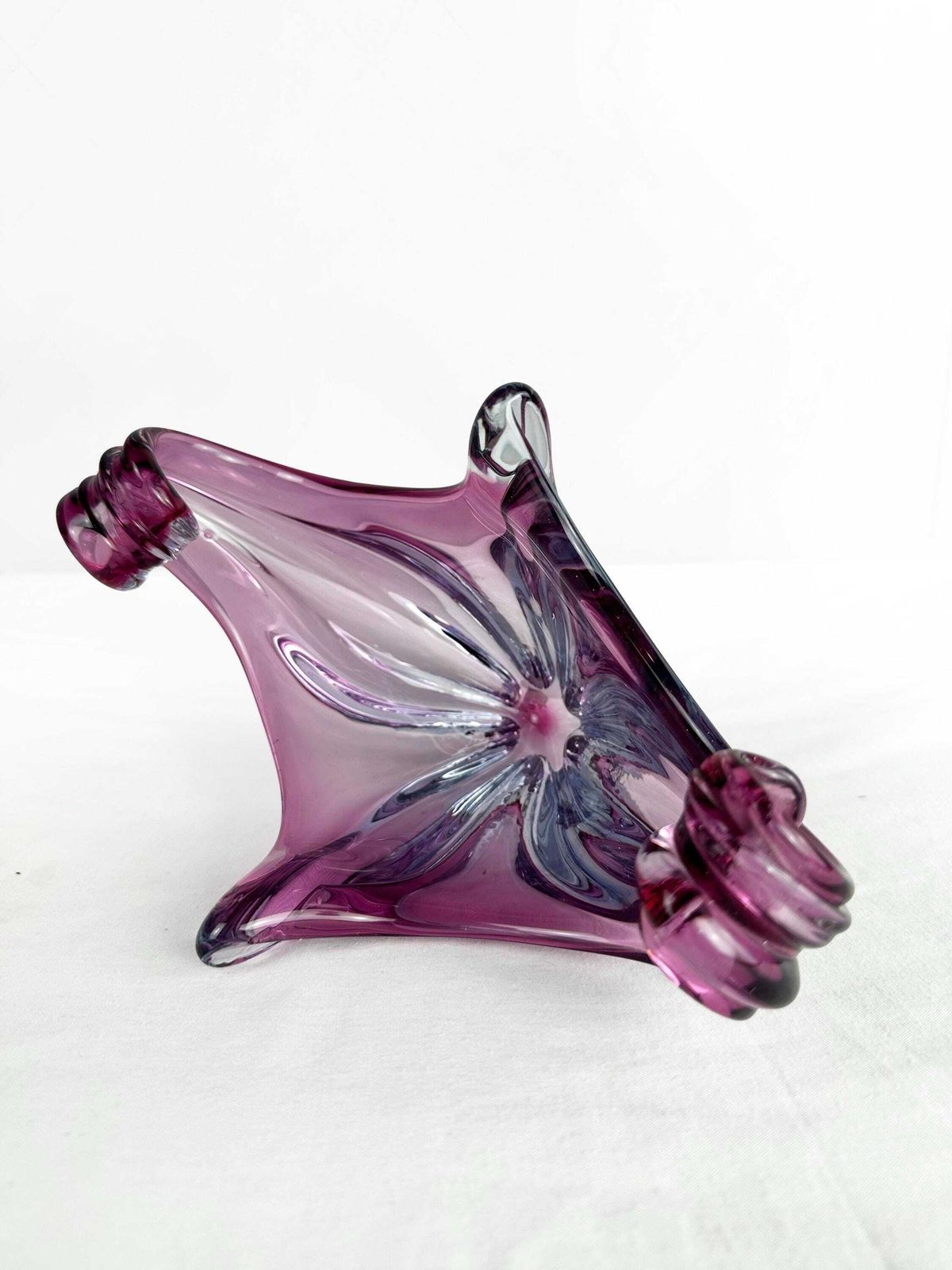 Home Decor Mid Century Cristallo Venezia Ccc Murano Pink & Blue Sommerso Art Glass Sculptured Bowl 1960 photo
