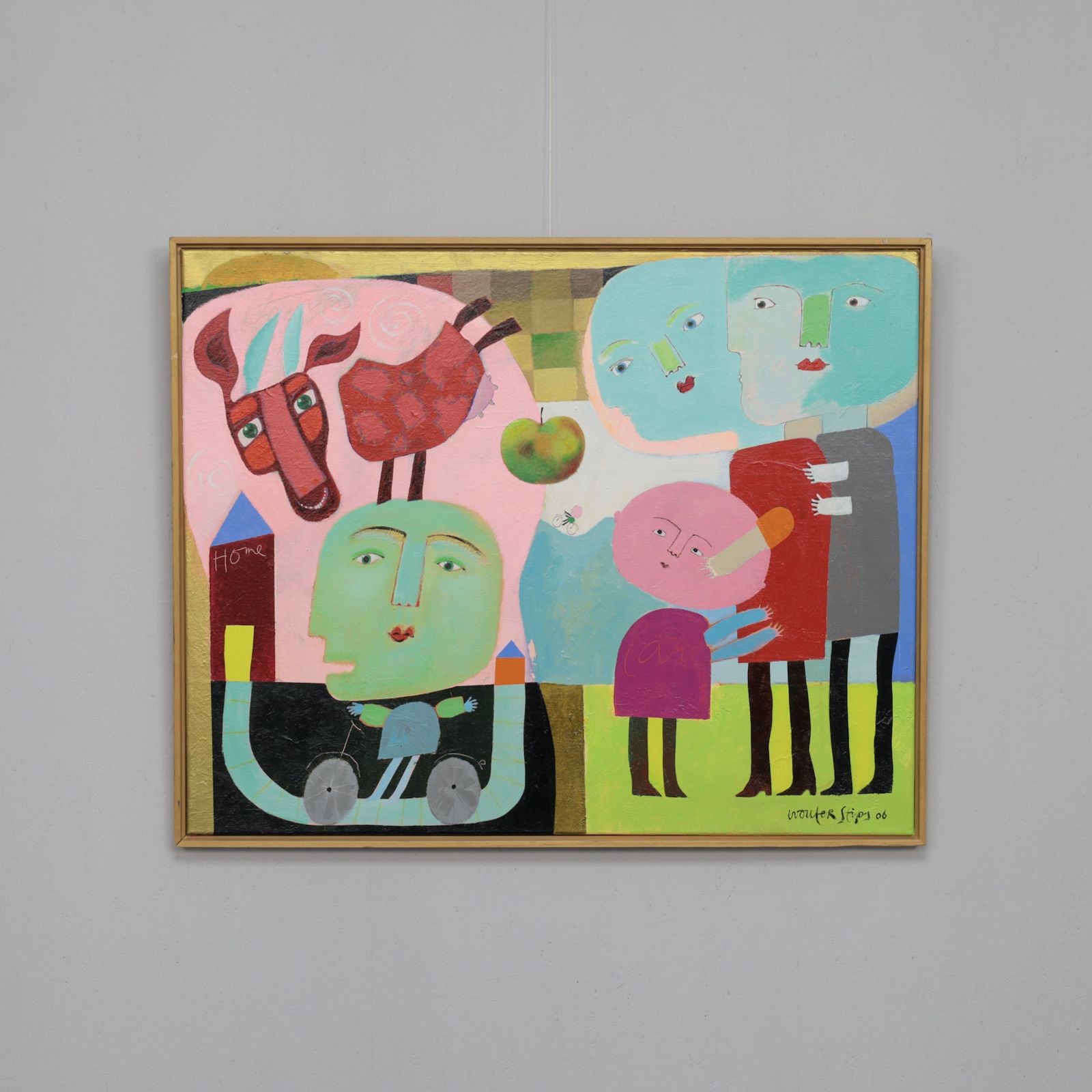 Poetic Family Scene With Horse Painting By Wouter Stips, Netherlands, 2006