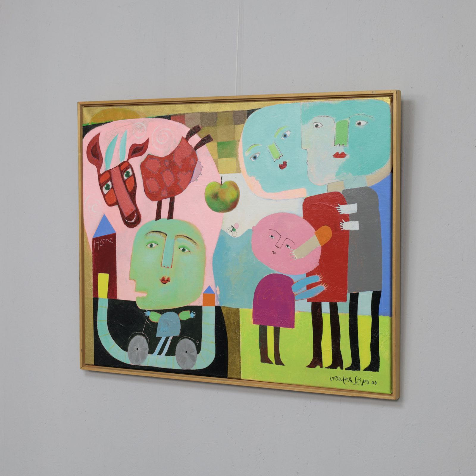 Poetic Family Scene With Horse Painting By Wouter Stips, Netherlands, 2006 photo for sale