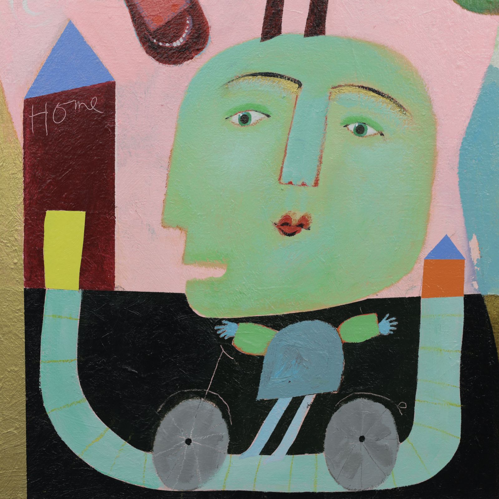 Poetic Family Scene With Horse Painting By Wouter Stips, Netherlands, 2006 photo Art