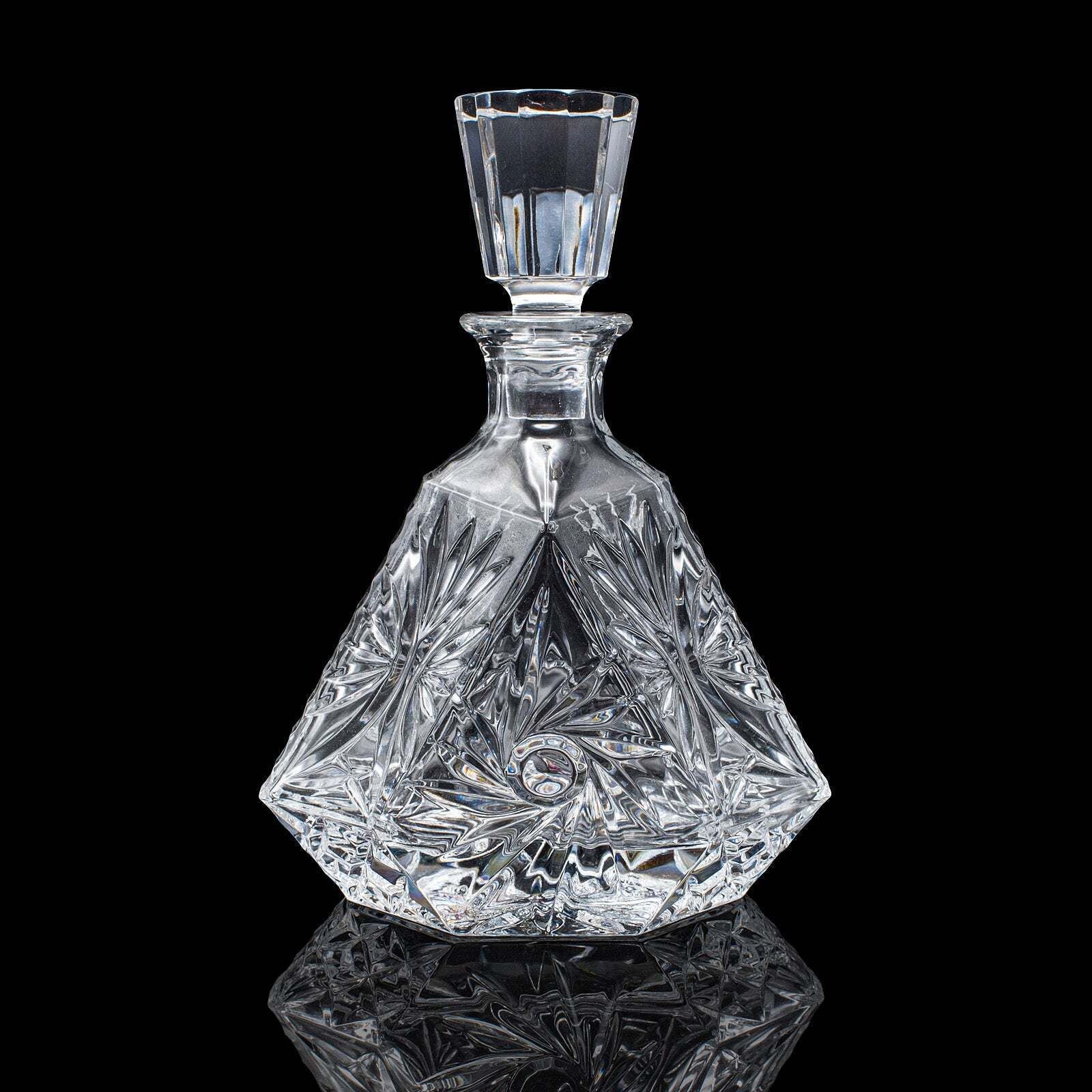 Vintage Liqueur Decanter, English, Crystal Glass, Spirit Bottle, Barware, C.1970 photo for sale