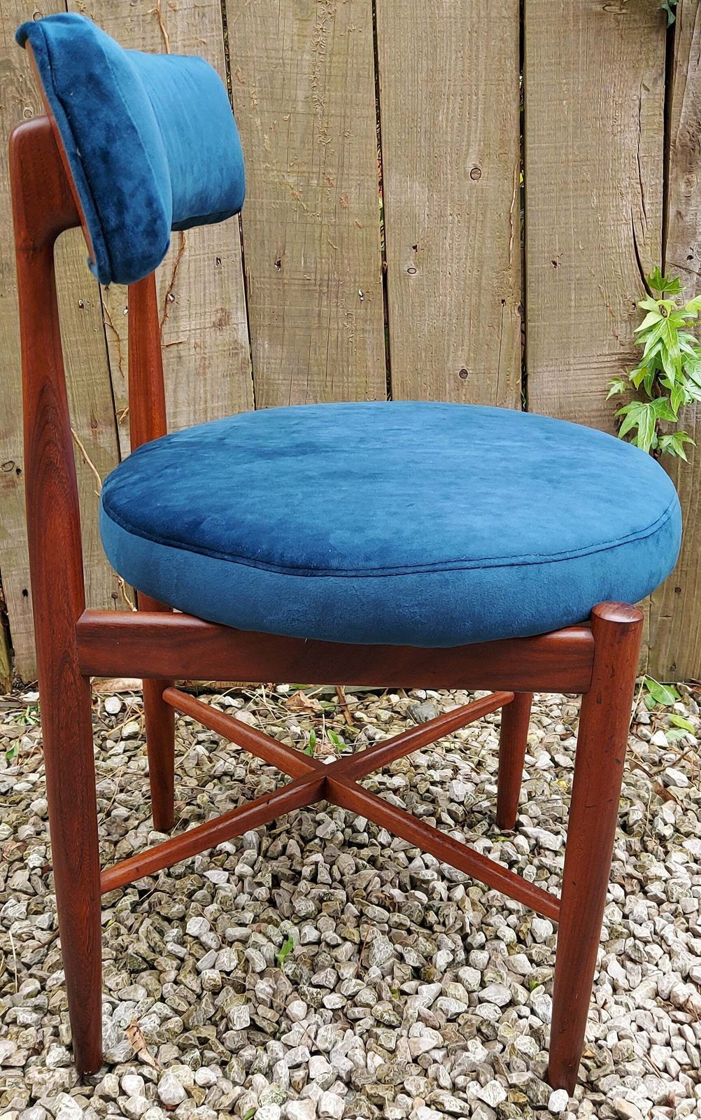 Mcm 4 G Plan Fresco Dining Chairs Dark Blue Velvet photo buy