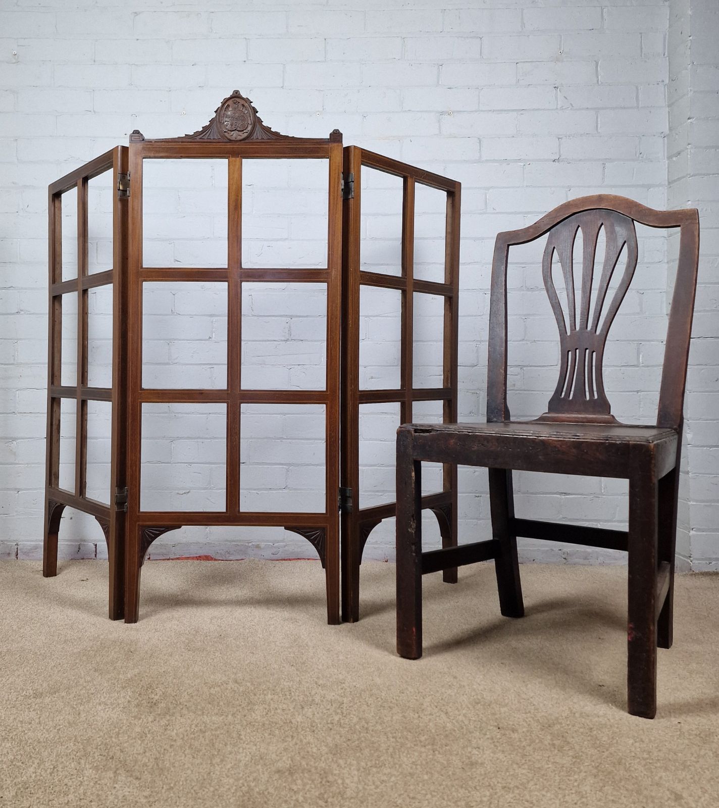 Antique Mahogany Folding Screen   Edwardian (1901   1910) photo furniture