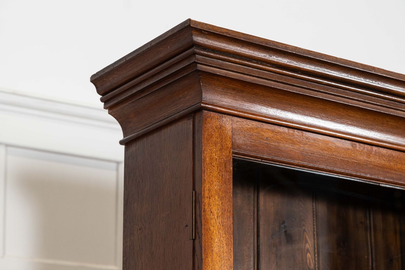 5118.0 Large 19thc English Oak Glazed Bookcase Cabinet photo