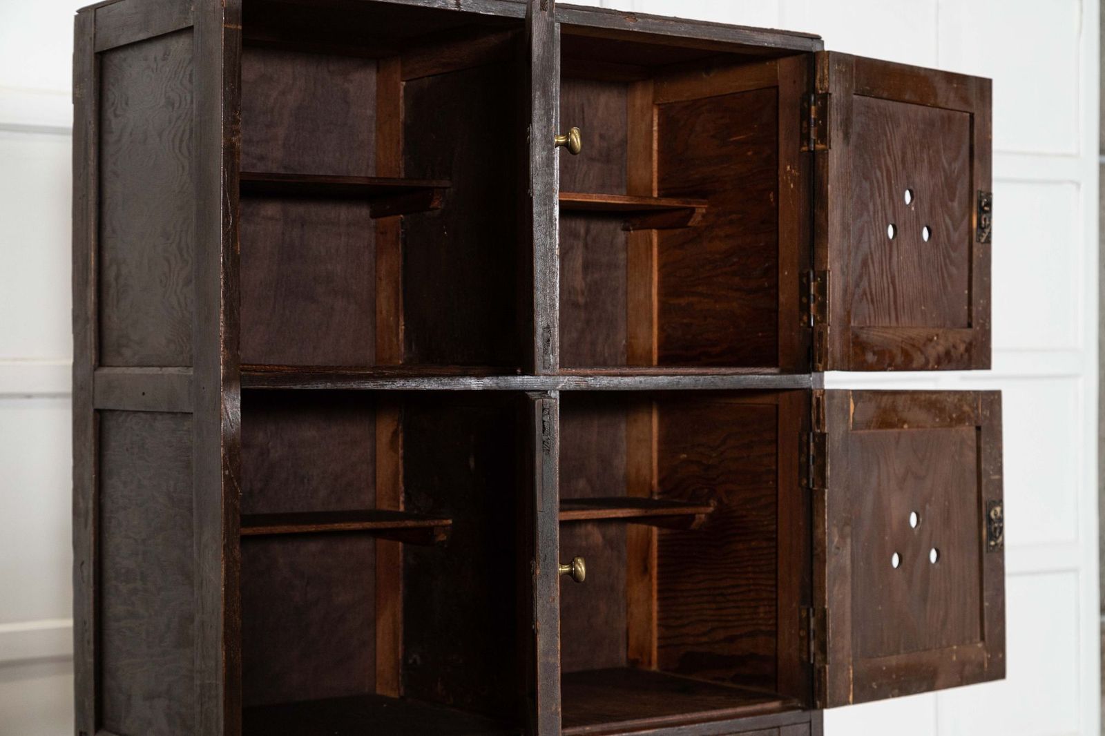 photo vintage English Pine Locker Cabinet
