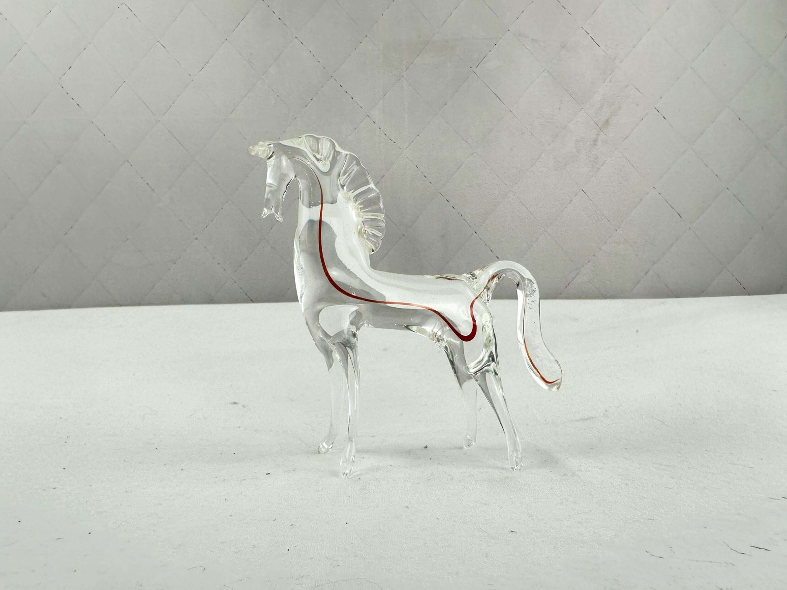 Two Mid Century Murano Sommerso Horse Figurines Made In Italy 1970 photo vintage