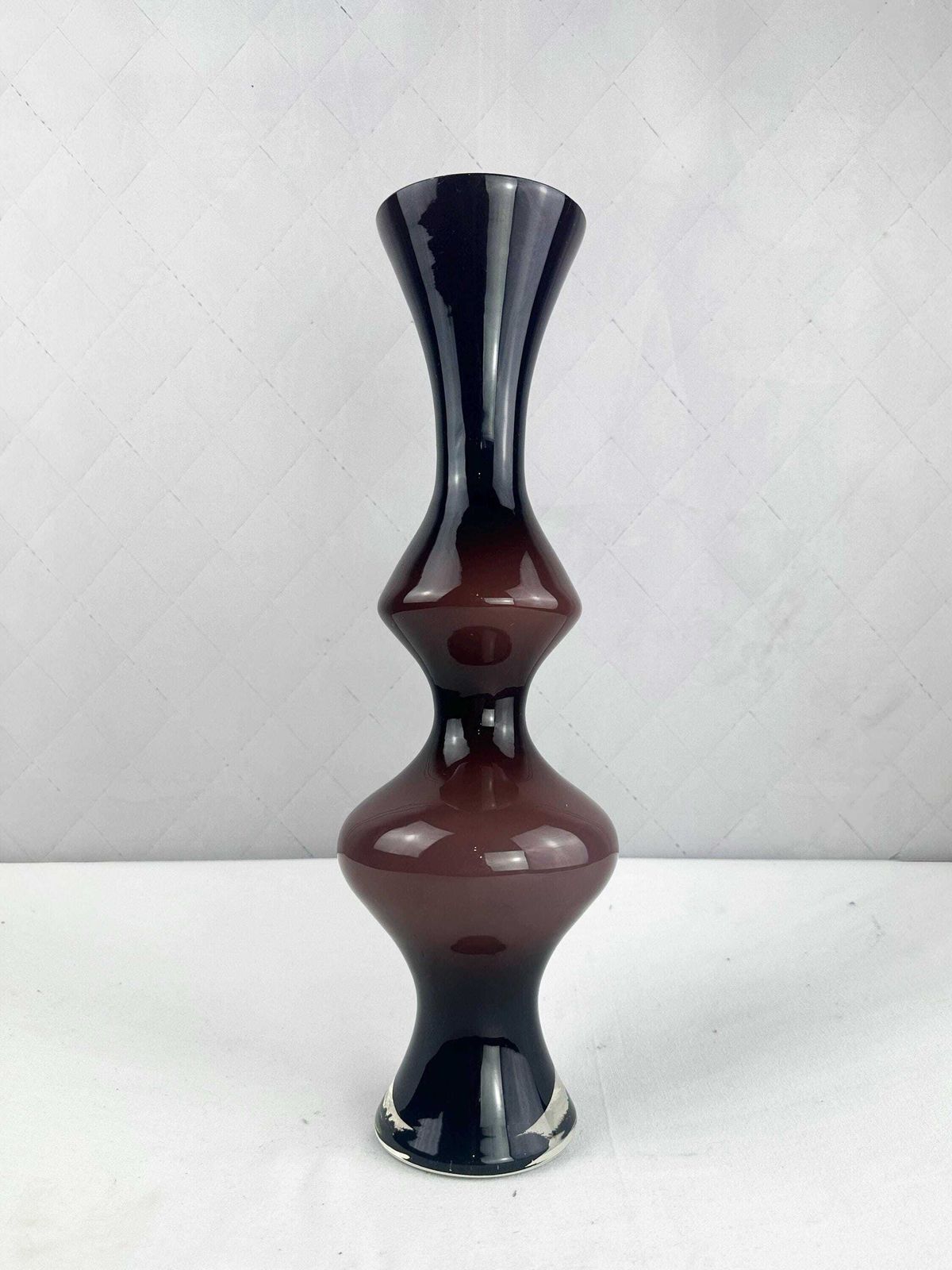 Set Of Four Mid Century Art Glass Vases, Mcm Orange White Brown Palette photo for sale