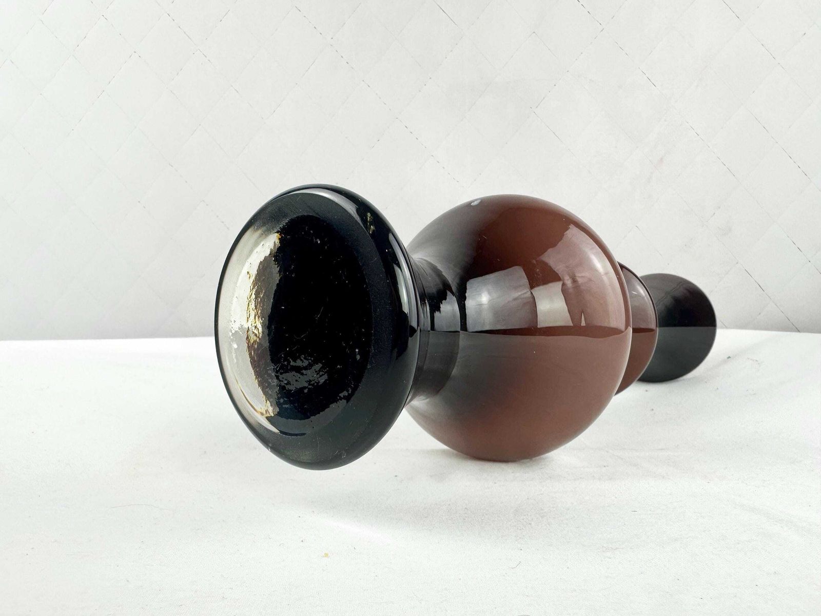 Set Of Four Mid Century Art Glass Vases, Mcm Orange White Brown Palette photo 135.0