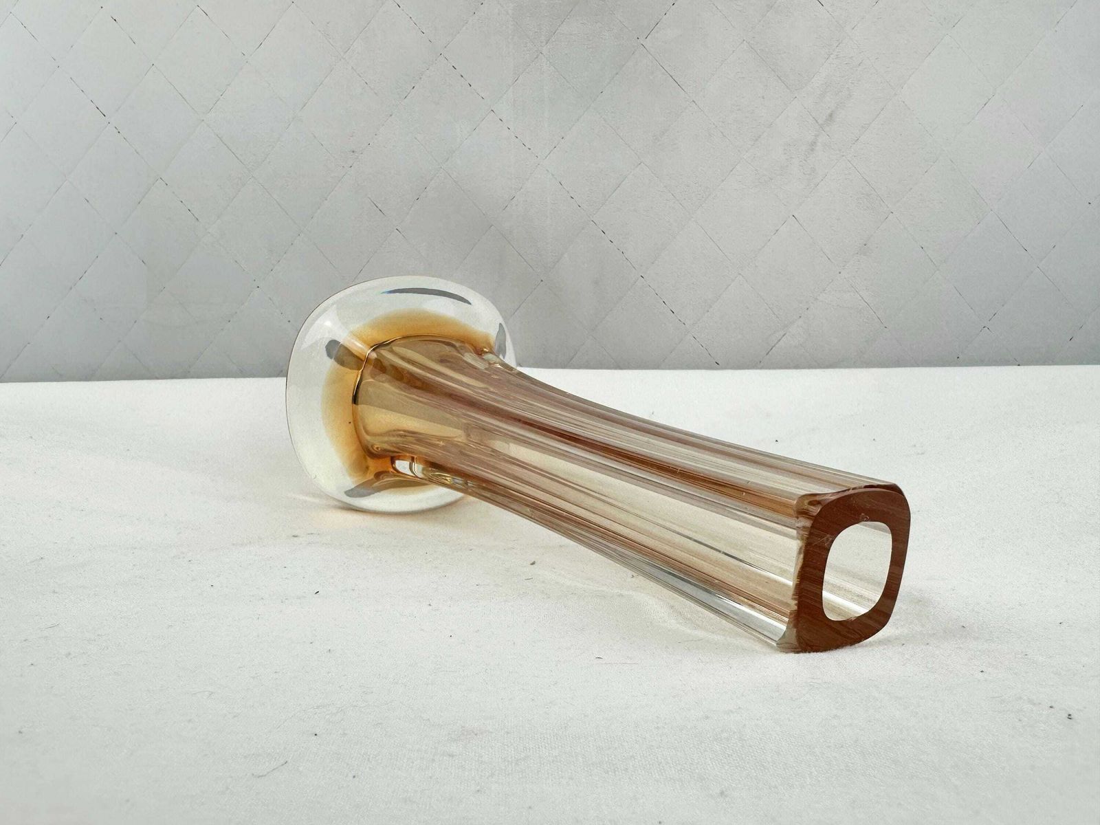 Set Of Four Mid Century Art Glass Vases, Mcm Orange White Brown Palette photo buy