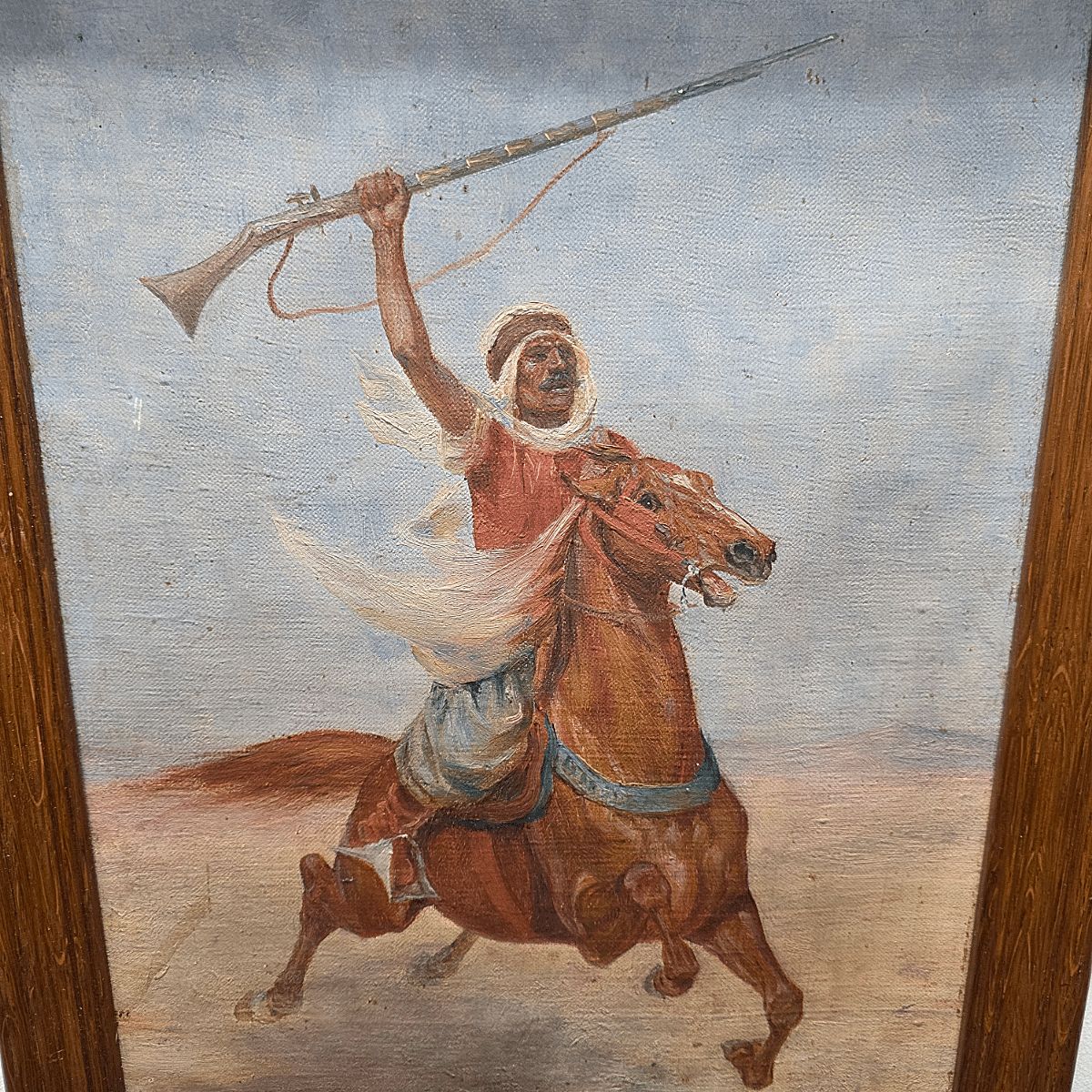 John Lewis Shonborn Painting With Arabian Horseman, From Around 1900 photo furniture