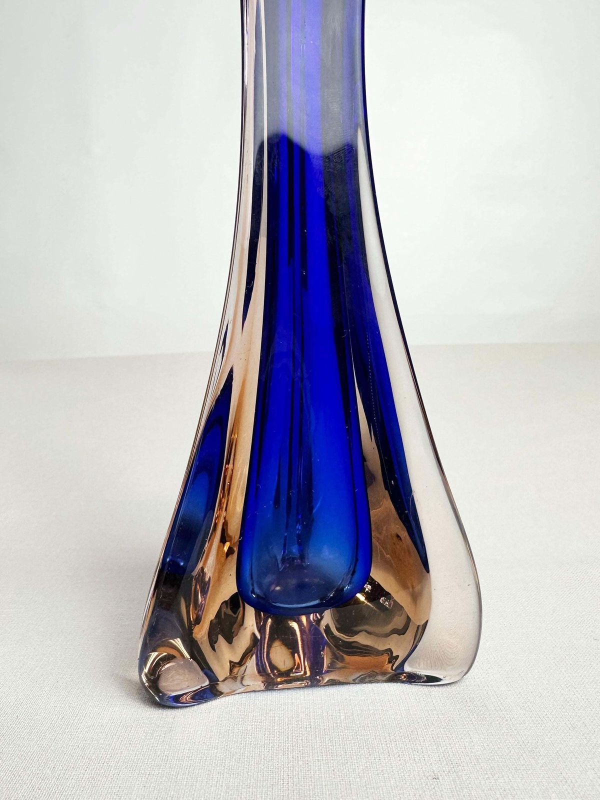 105.0 Mid Century Murano Cobalt Blue Sommerso Art Glass Vase 1960 photo