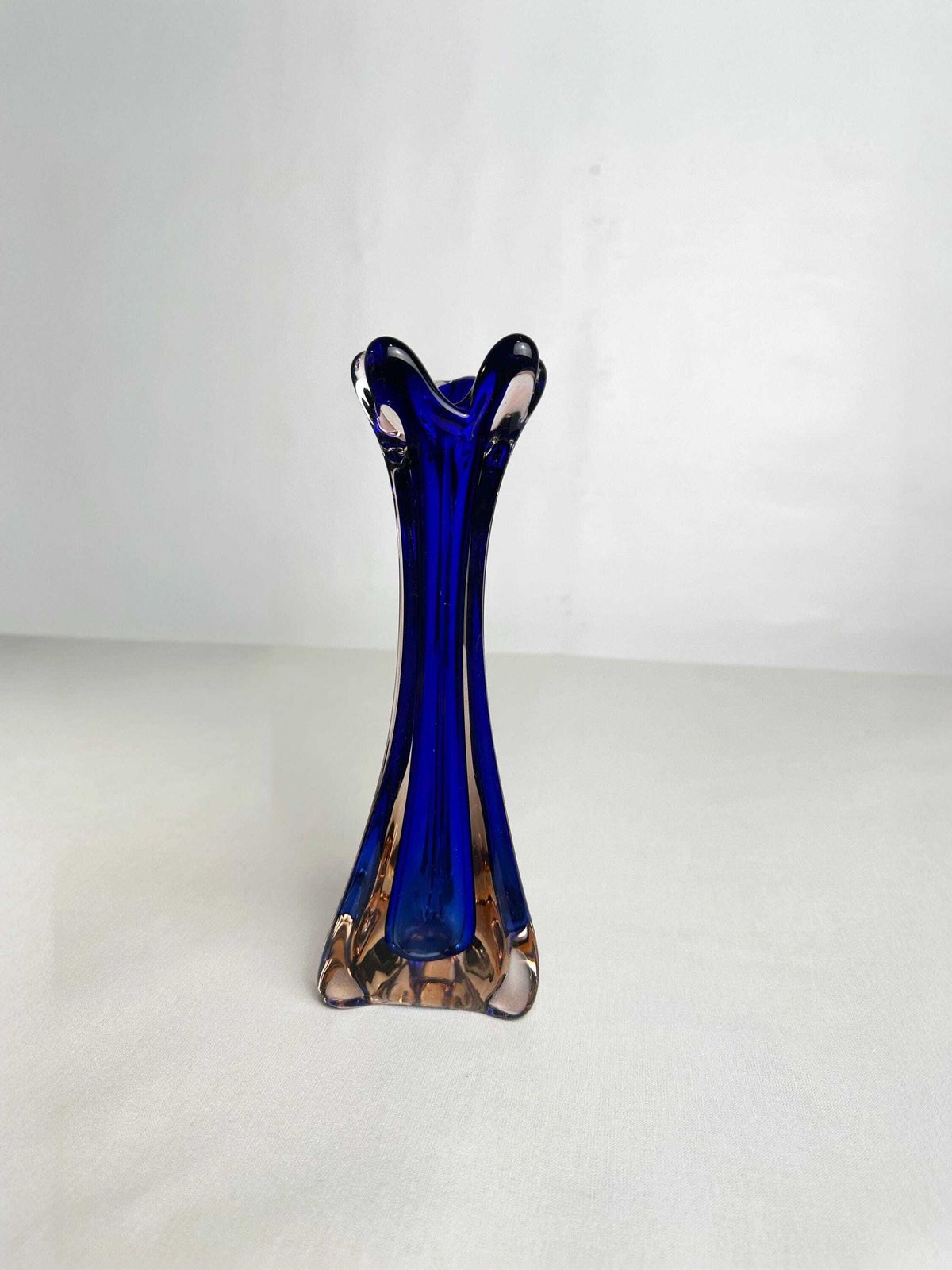 photo buy Mid Century Murano Cobalt Blue Sommerso Art Glass Vase 1960