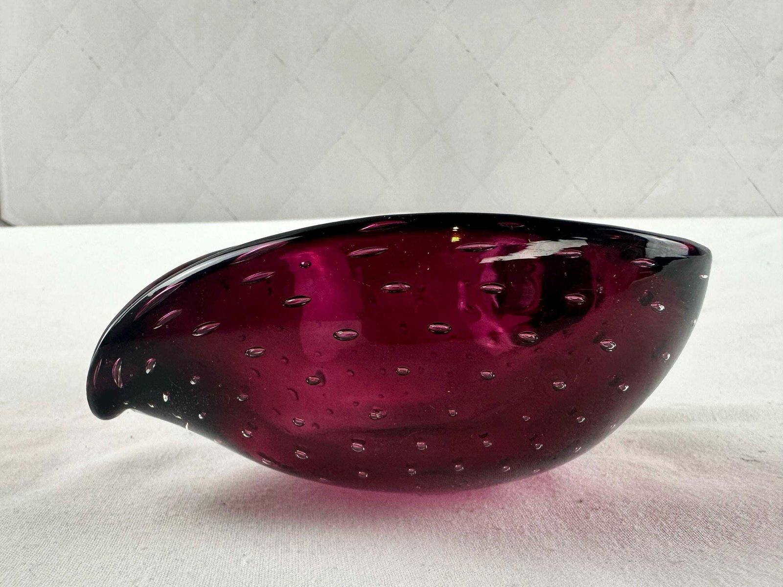 105.0 Trio Of Swedish And Italian Mid Century Amethyst Art Glass/Vases 1960 photo