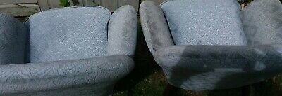 Mcm Pair Of Toothill Cocktail Chairs Powder Blue Embossed Velvet photo vinterior