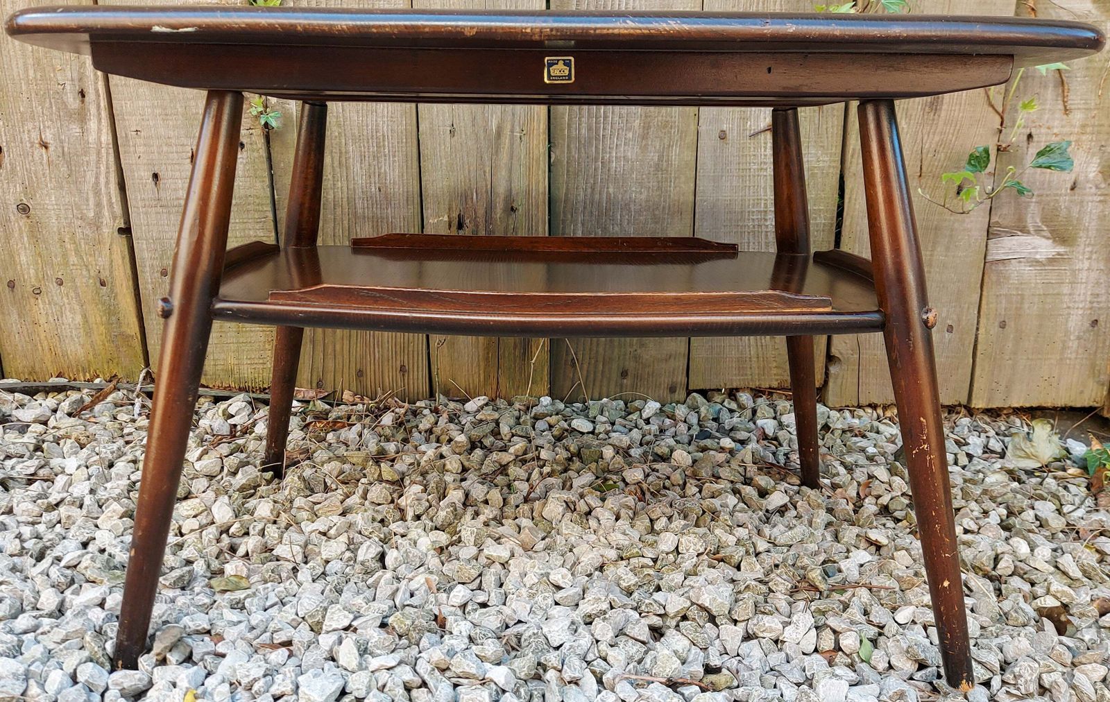 photo furniture Mid Century Modern Ercol Butler Tray Traditional Finish Blue Label