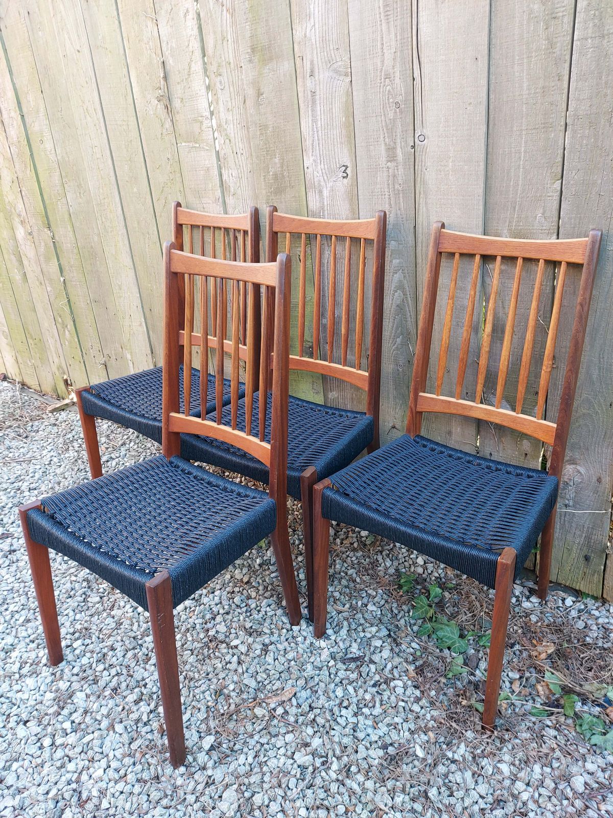 Mid Century Modern 6 Mogens Kold High Back Danish Paper Cord Chairs Black photo furniture