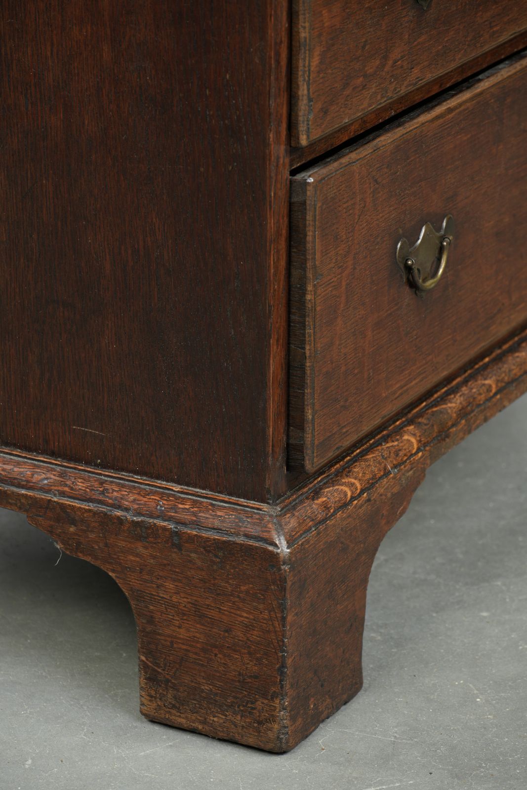 photo buy Subtle Antique English Oak Secretary Desk From The 18th Century With A Beautiful Stepped Interior.
