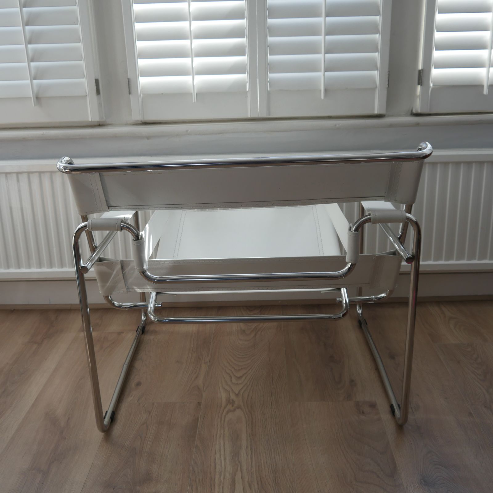 Italian 1990s Wassily B3 Style Chair – White & Chrome – Bauhaus / Marcel Breuer photo furniture