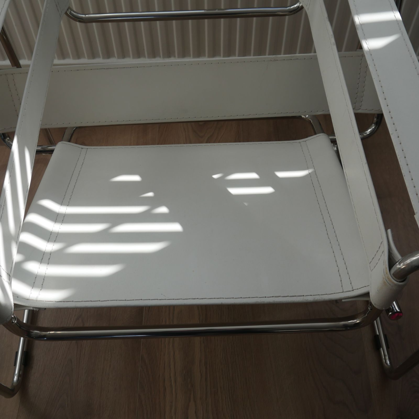 Furniture Italian 1990s Wassily B3 Style Chair – White & Chrome – Bauhaus / Marcel Breuer photo