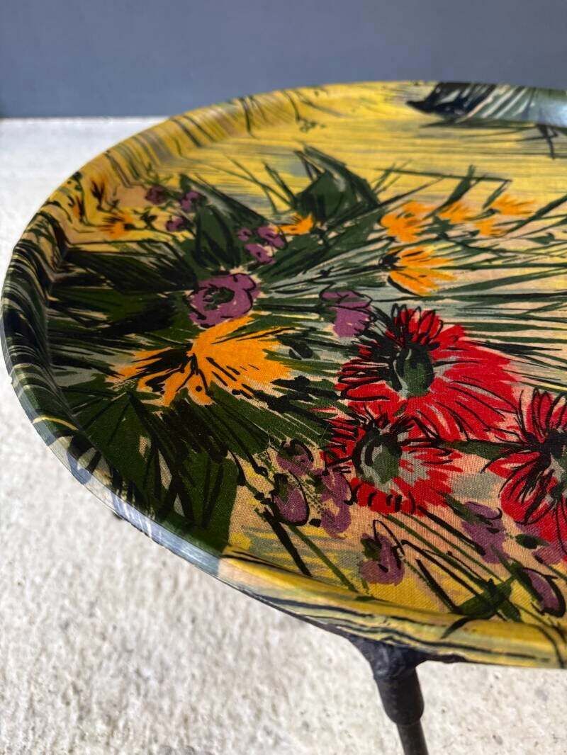 385.0 1950's French Design Tripod Tray Side Table photo