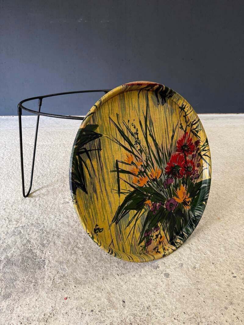 photo buy 1950's French Design Tripod Tray Side Table