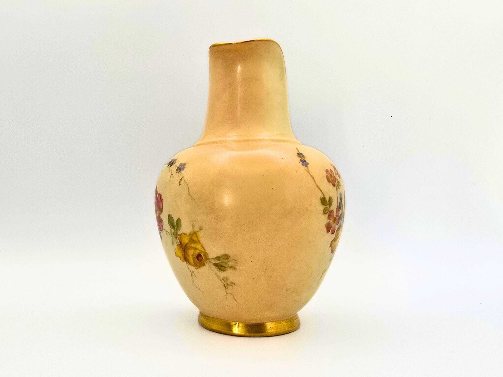 Antique Royal Worcester Blush Ewer Creamer  1903 Hand Painted Porcelain Flowers photo Home Decor