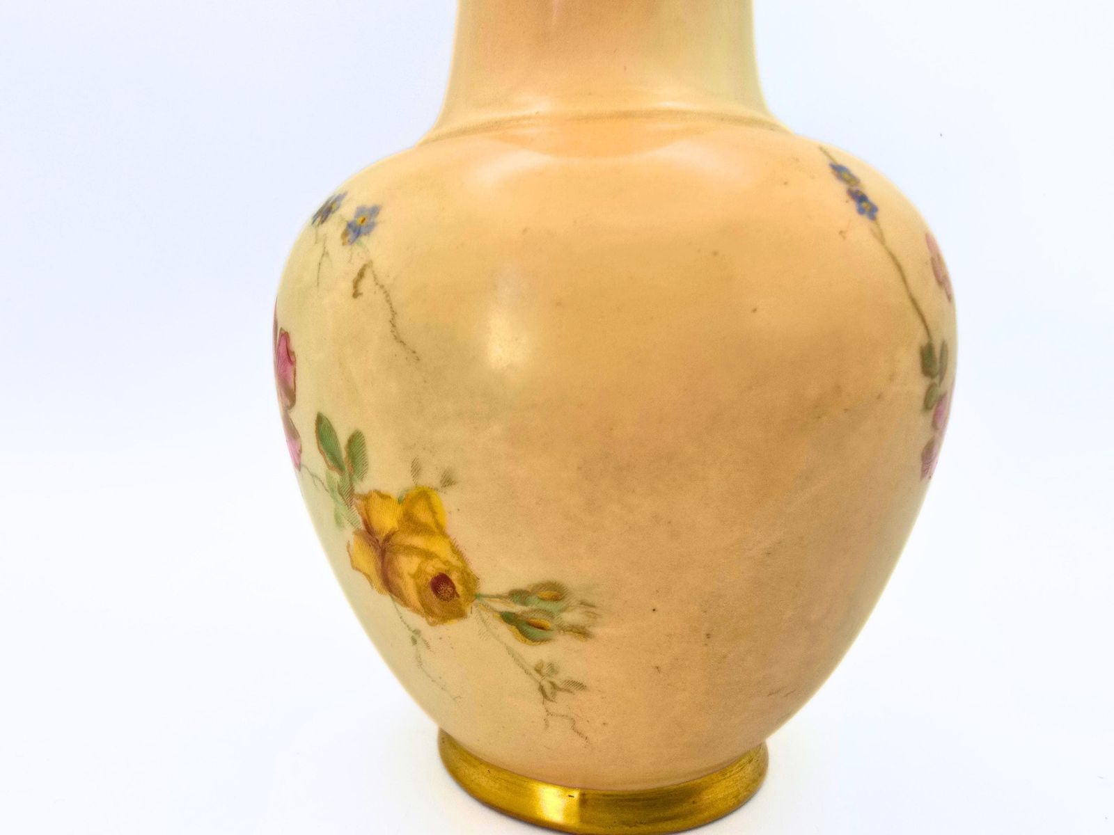 Antique Royal Worcester Blush Ewer Creamer  1903 Hand Painted Porcelain Flowers photo vintage