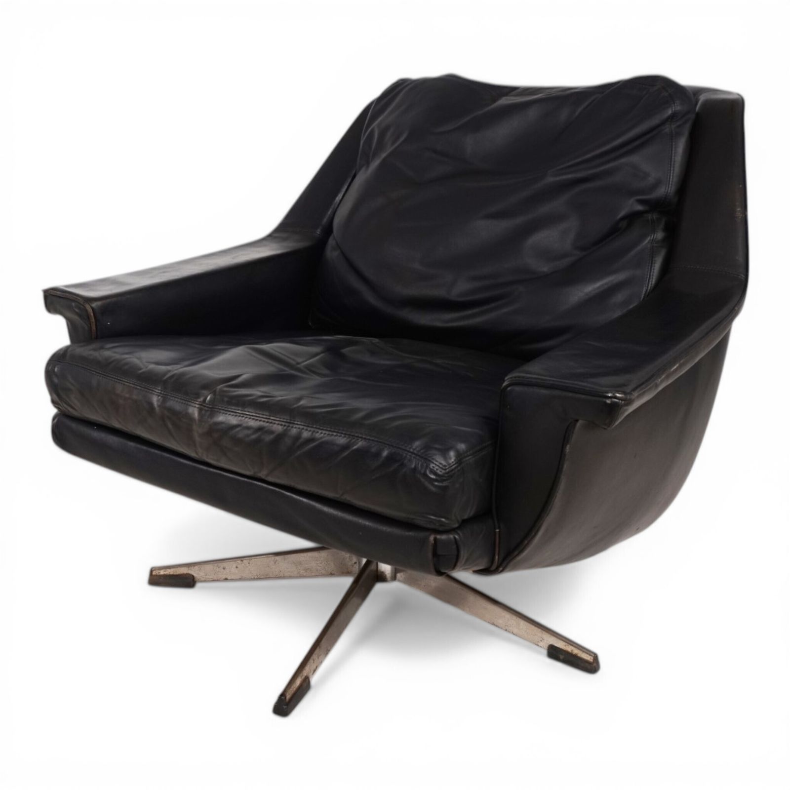 photo buy Esa 802 Black Leather Lounge Chair By Werner Langenfeld, 1970