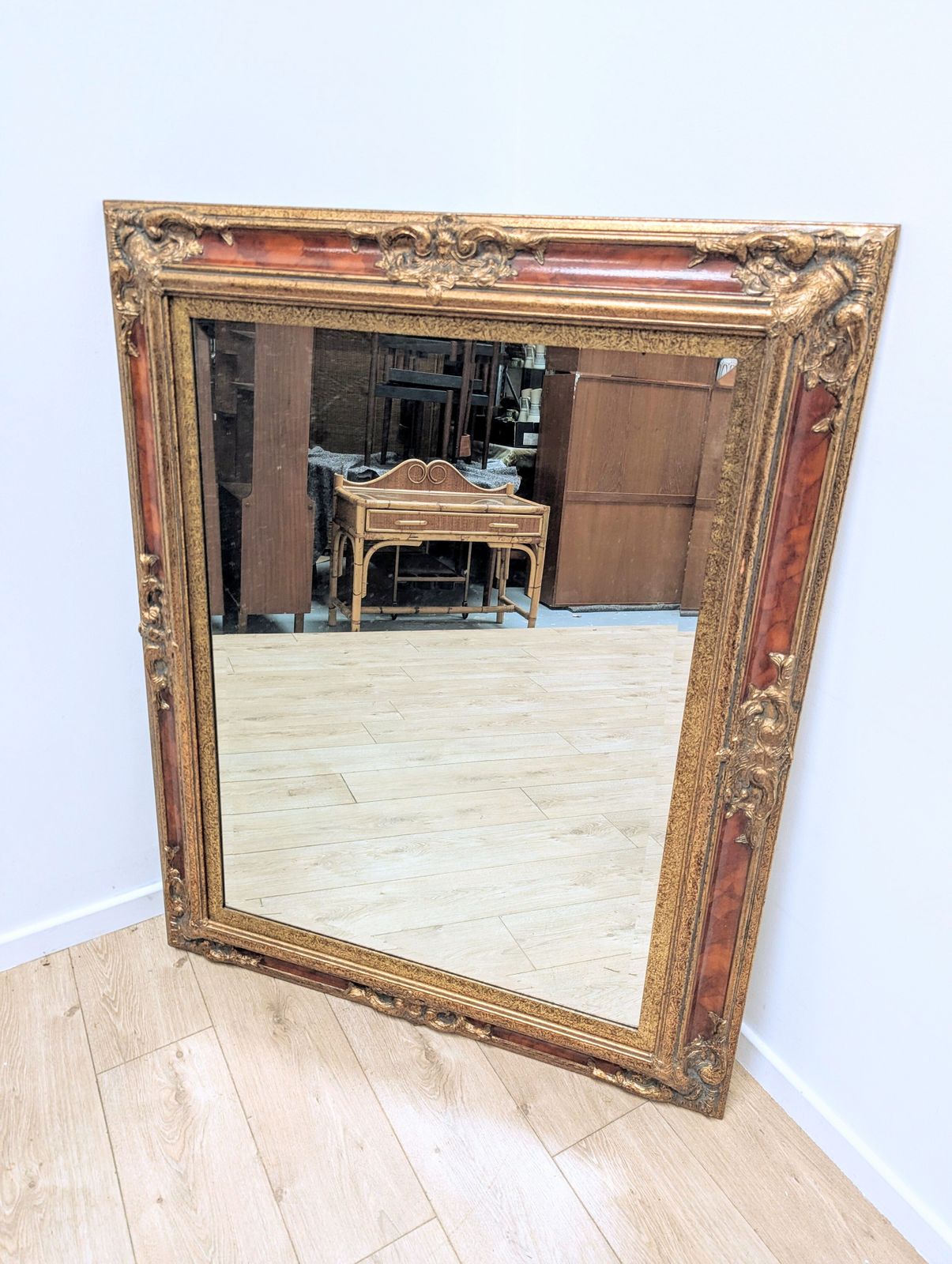 19th Century Style Gilt & Lacquered Bevelled Mirror Delivery Available 0163 photo 575.0