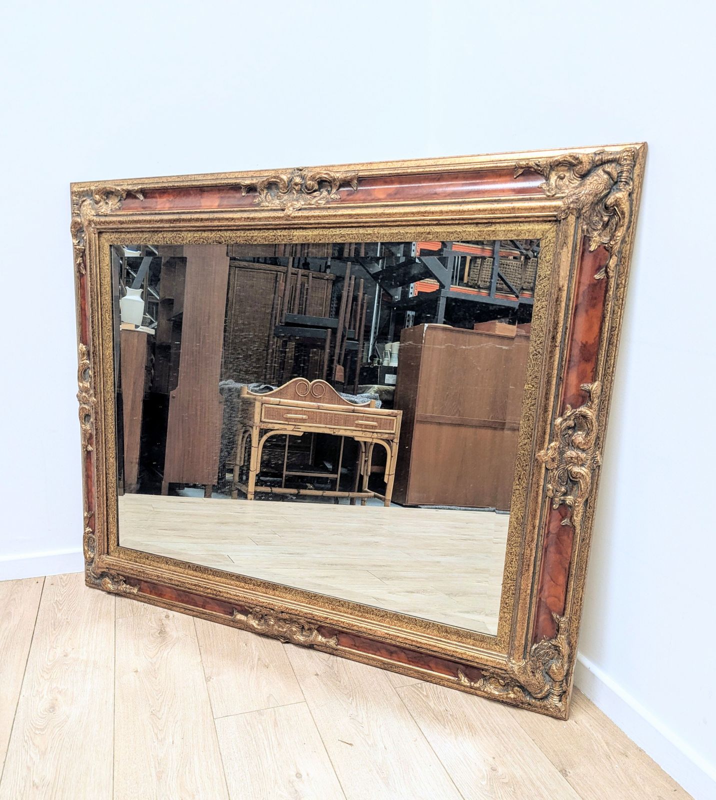 photo for sale 19th Century Style Gilt & Lacquered Bevelled Mirror Delivery Available 0163