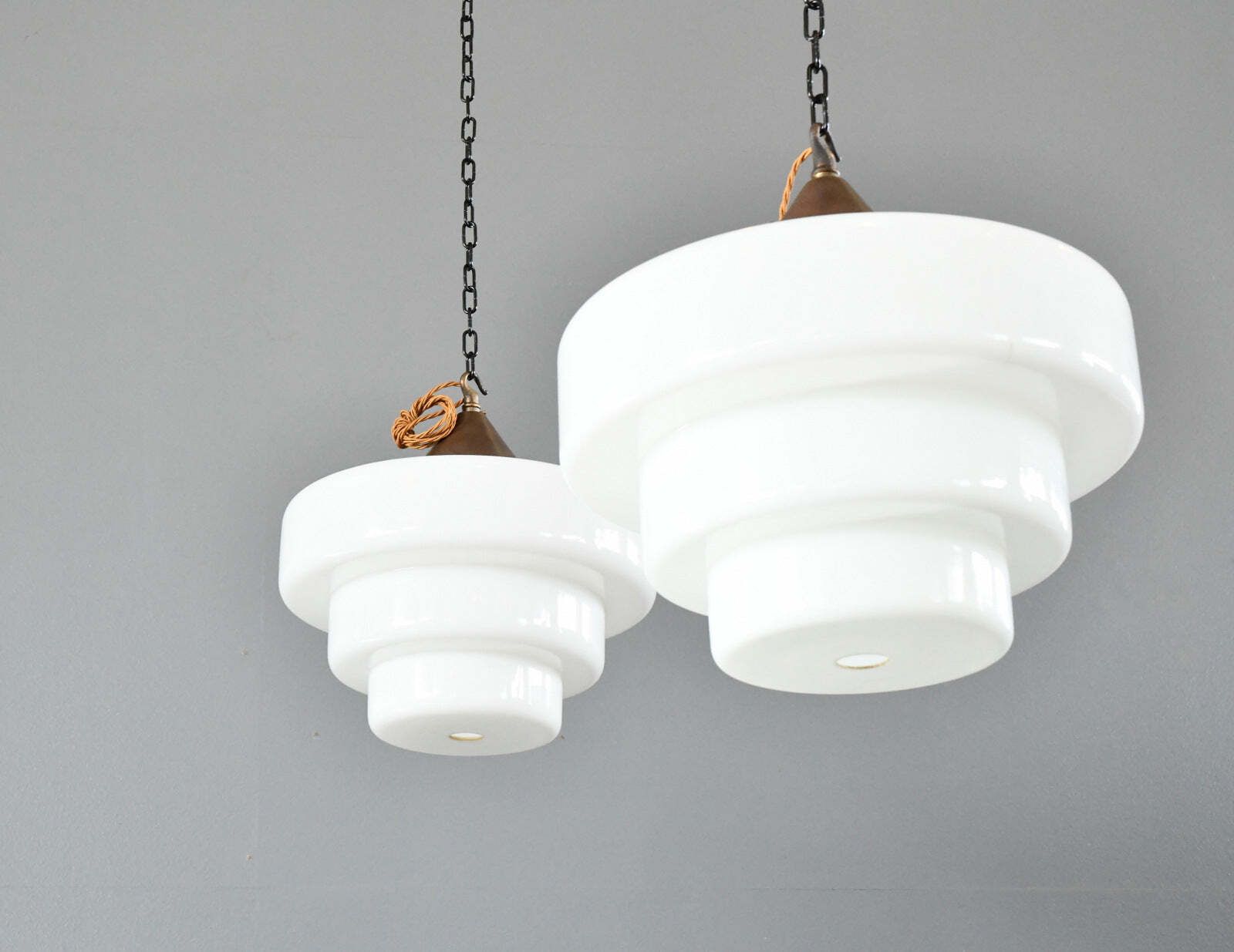 Art Deco Opaline Lights By Edison Circa 1930s photo 595.0